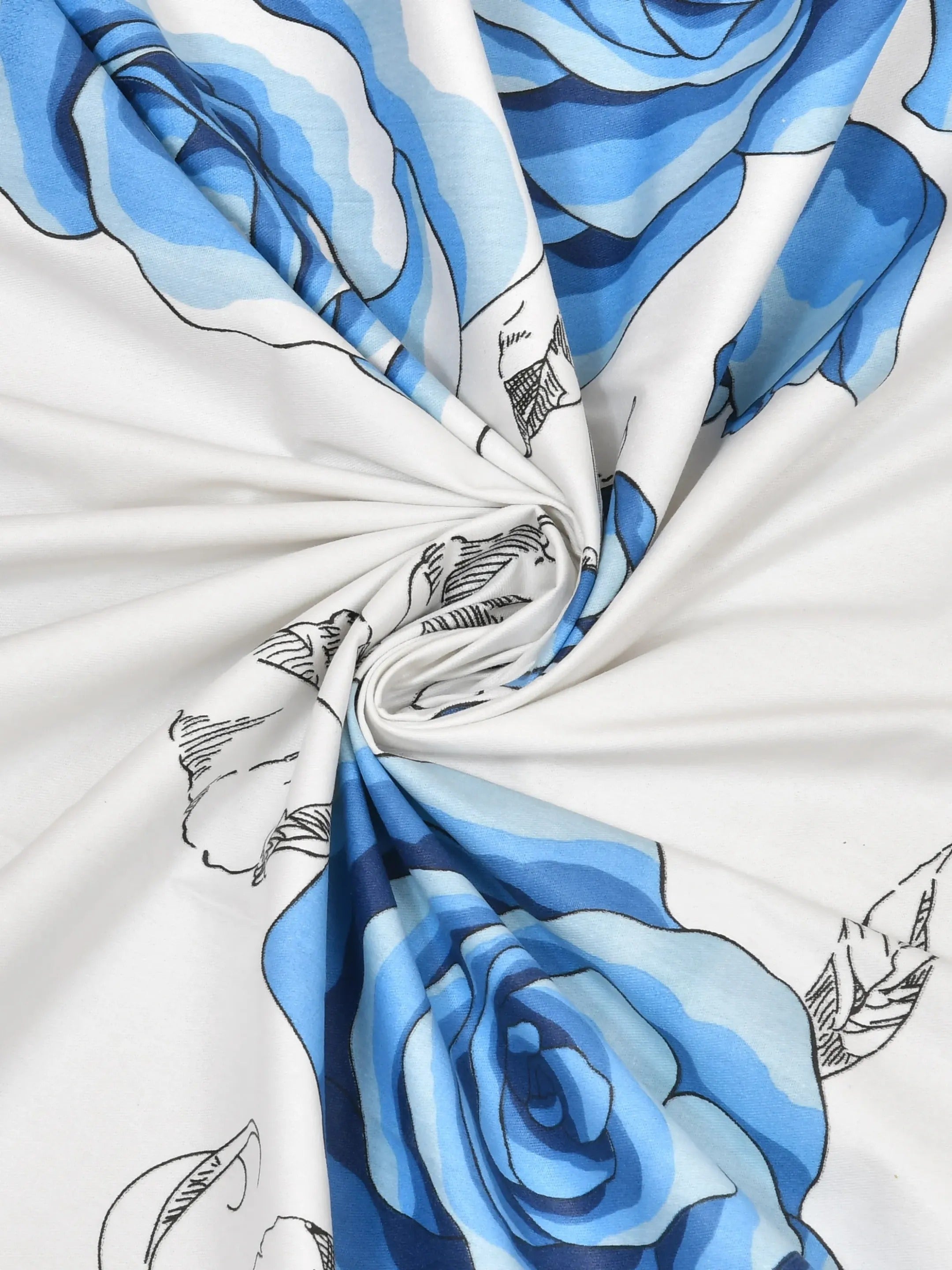 LIVING ROOTS Jaipuri Hand Block Print Double King Cotton Bedsheet 86*104 inches (7.1*8.6 feet) With 2 Pillow Cover | 240 TC | Rich Fast Colour With No Colour Bleeding | (510-B) (Blue)