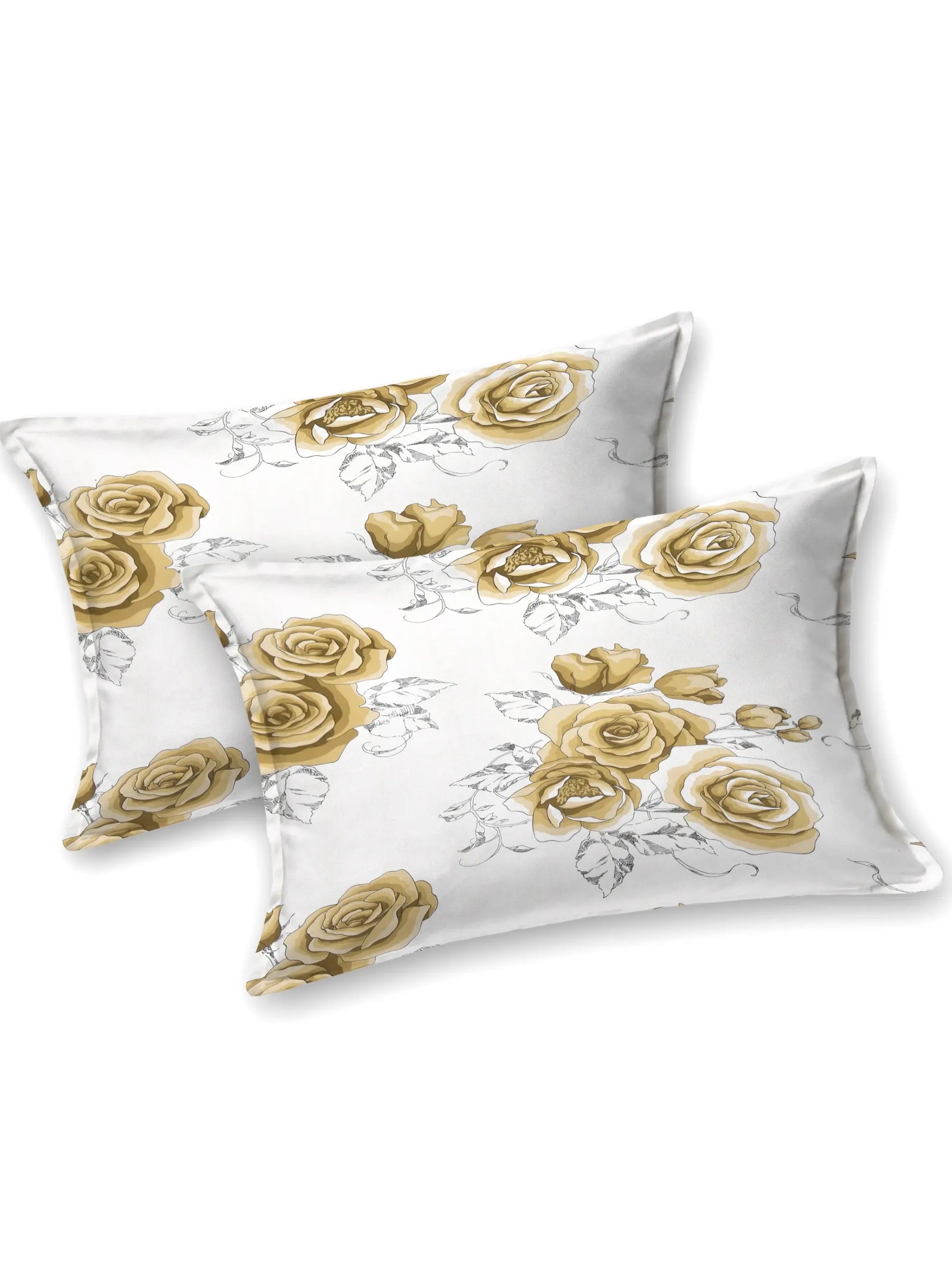 LIVING ROOTS Jaipuri Hand Block Print Double King Cotton Bedsheet 86*104 inches (7.1*8.6 feet) With 2 Pillow Cover | 240 TC | Rich Fast Colour With No Colour Bleeding | (510-C) (Yellow)