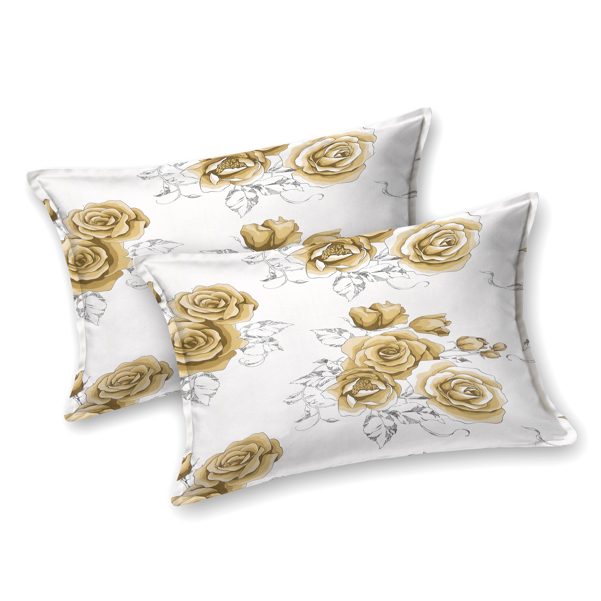 LIVING ROOTS Jaipuri Hand Block Print Double King Cotton Bedsheet 86*104 inches (7.1*8.6 feet) With 2 Pillow Cover | 240 TC | Rich Fast Colour With No Colour Bleeding | (510-C) (Yellow)