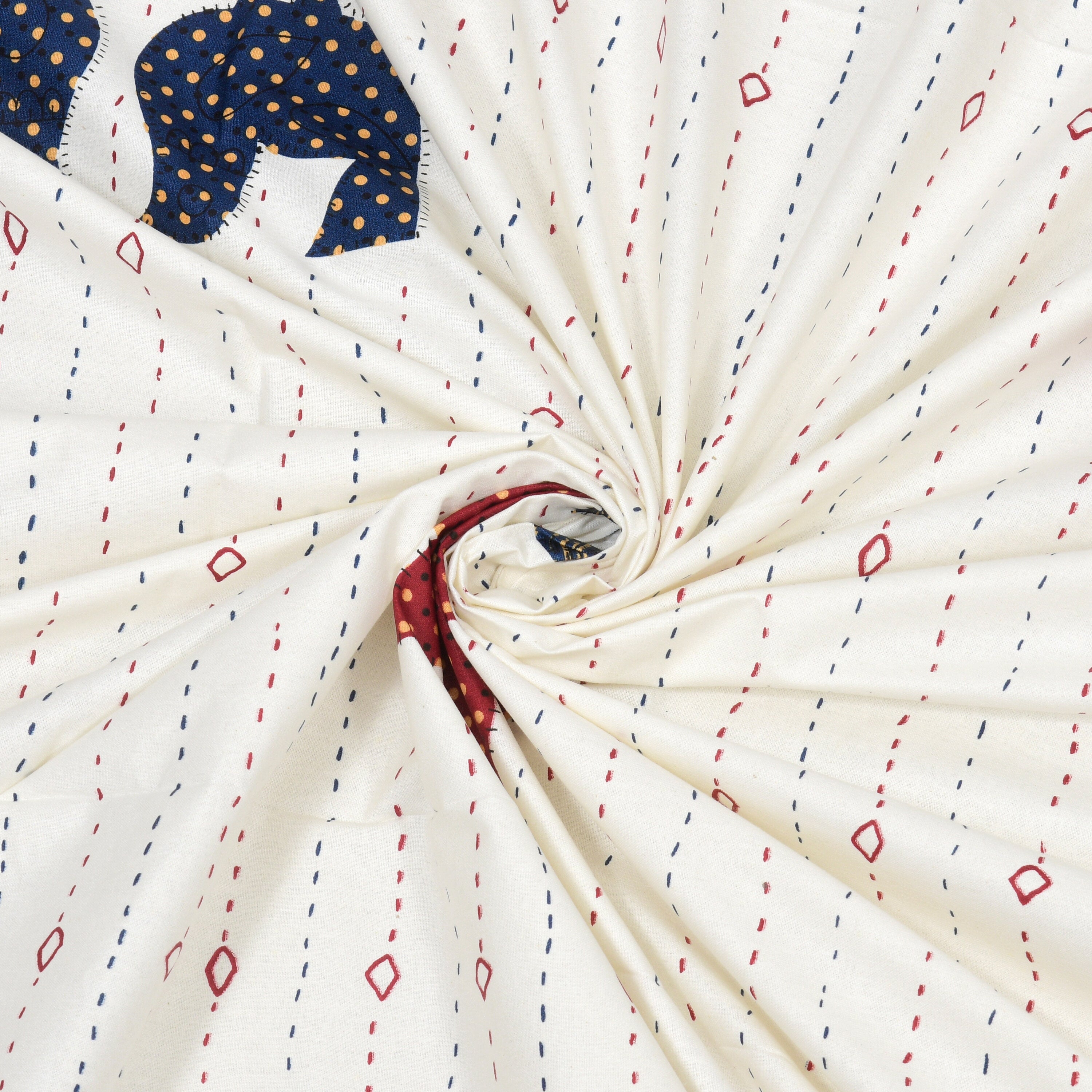 LIVING ROOTS Jaipuri Hand Block Print Super King Cotton Bedsheet 104*104 inches (8.6*8.6 feet) With 2 Pillow Cover | 240 TC | Rich Fast Colour With No Colour Bleeding | (513-B) (Multi)