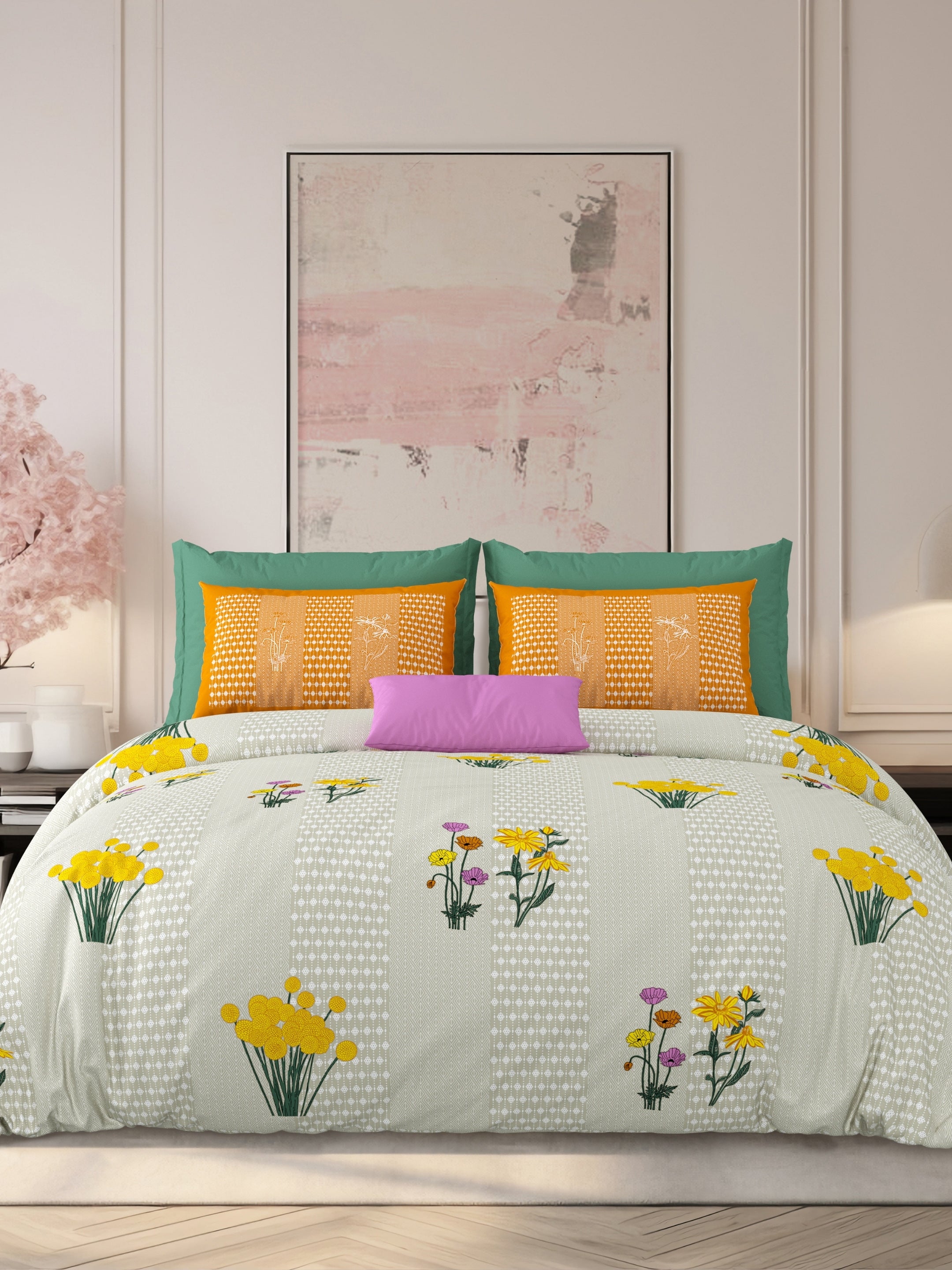 LIVING ROOTS Jaipuri Hand Block Print Super King Cotton Bedsheet 104*104 inches (8.6*8.6 feet) With 2 Pillow Cover | 240 TC | Rich Fast Colour With No Colour Bleeding | (522-B) (Brown)