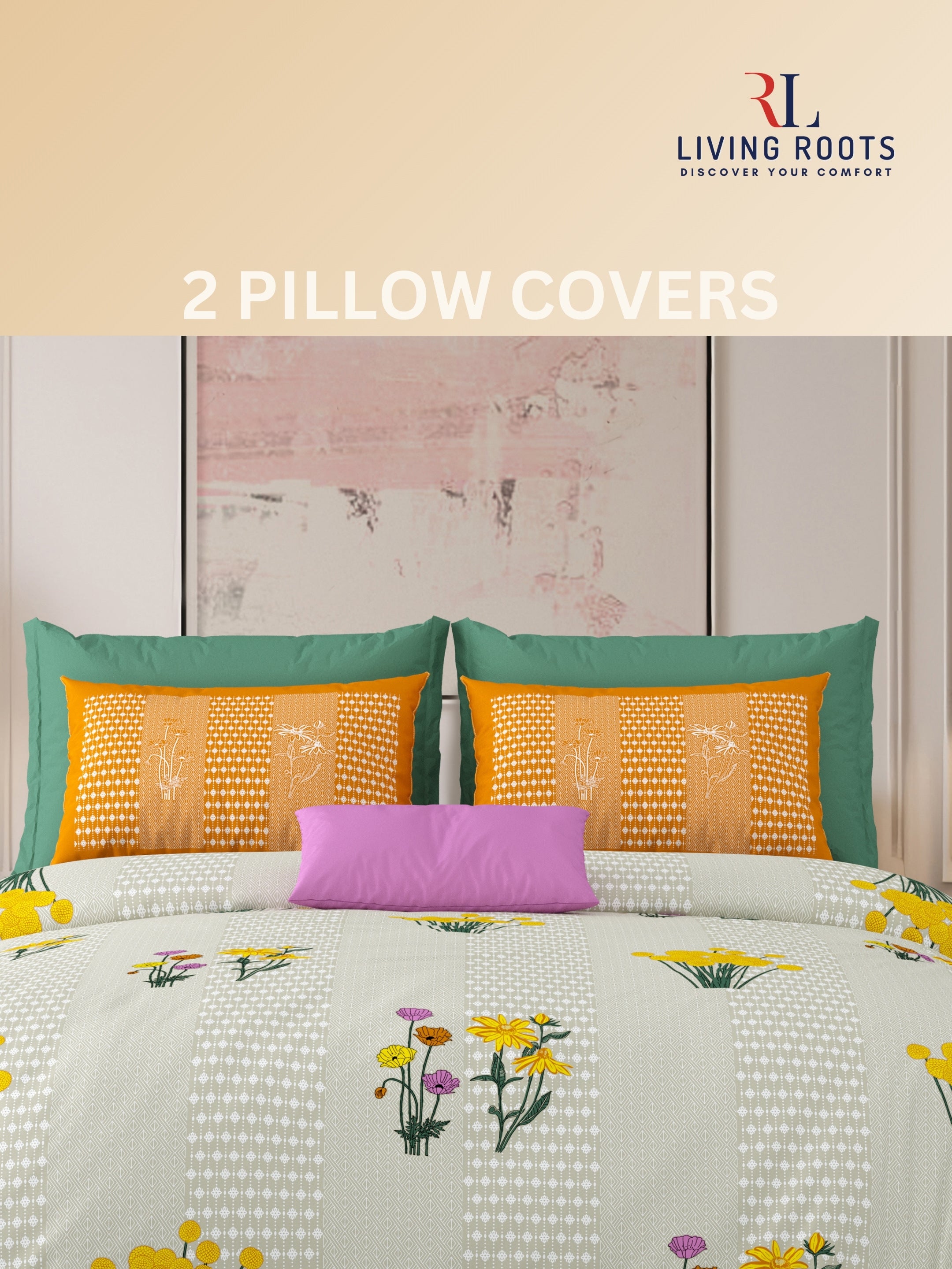 LIVING ROOTS Jaipuri Hand Block Print Super King Cotton Bedsheet 104*104 inches (8.6*8.6 feet) With 2 Pillow Cover | 240 TC | Rich Fast Colour With No Colour Bleeding | (522-B) (Brown)