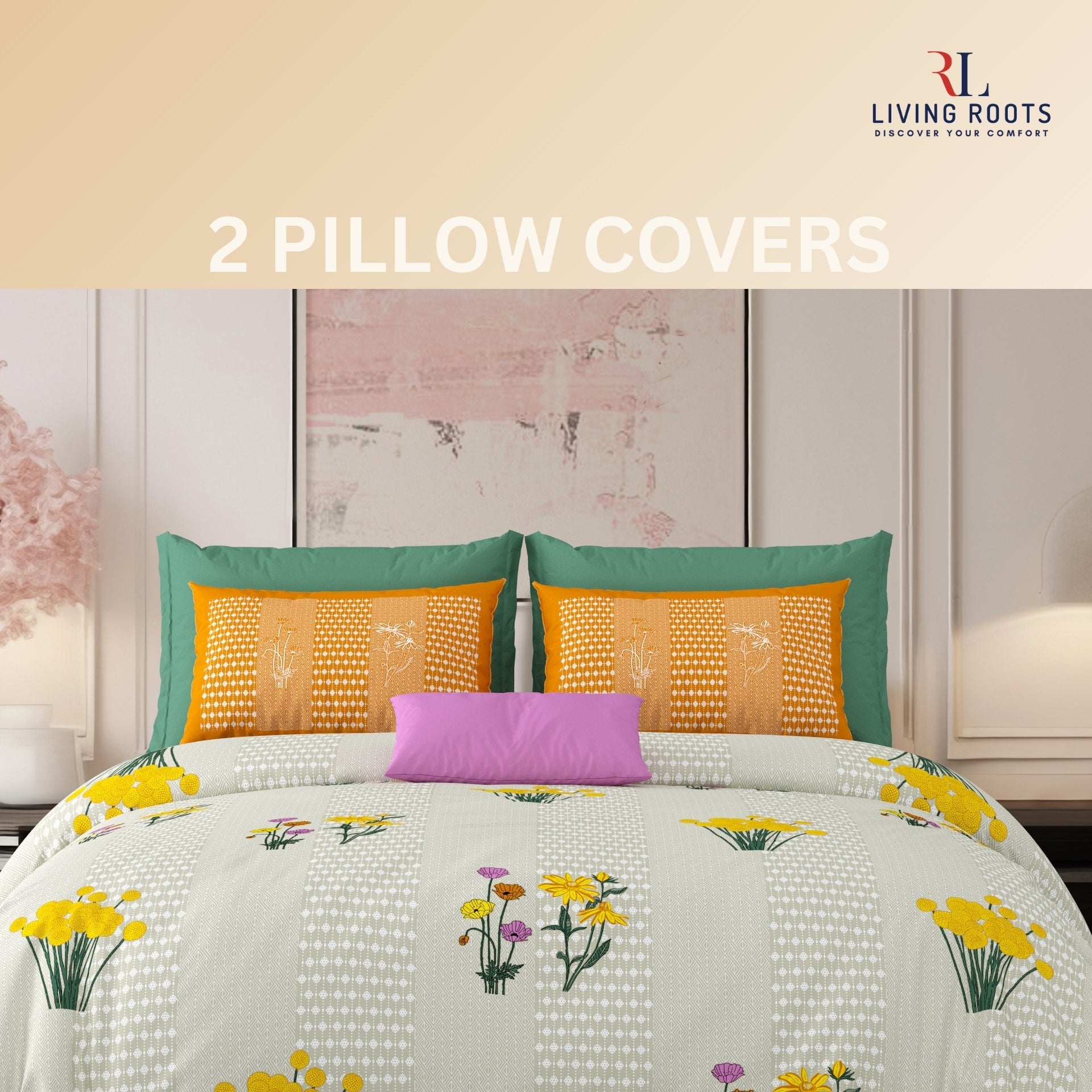 LIVING ROOTS Jaipuri Hand Block Print Super King Cotton Bedsheet 104*104 inches (8.6*8.6 feet) With 2 Pillow Cover | 240 TC | Rich Fast Colour With No Colour Bleeding | (522-B) (Brown)