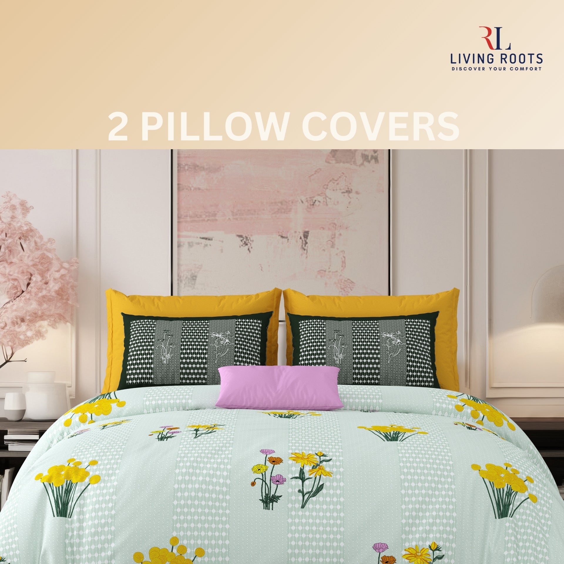 LIVING ROOTS Jaipuri Hand Block Print Super King Cotton Bedsheet 104*104 inches (8.6*8.6 feet) With 2 Pillow Cover | 240 TC | Rich Fast Colour With No Colour Bleeding | (522-E) (Green)