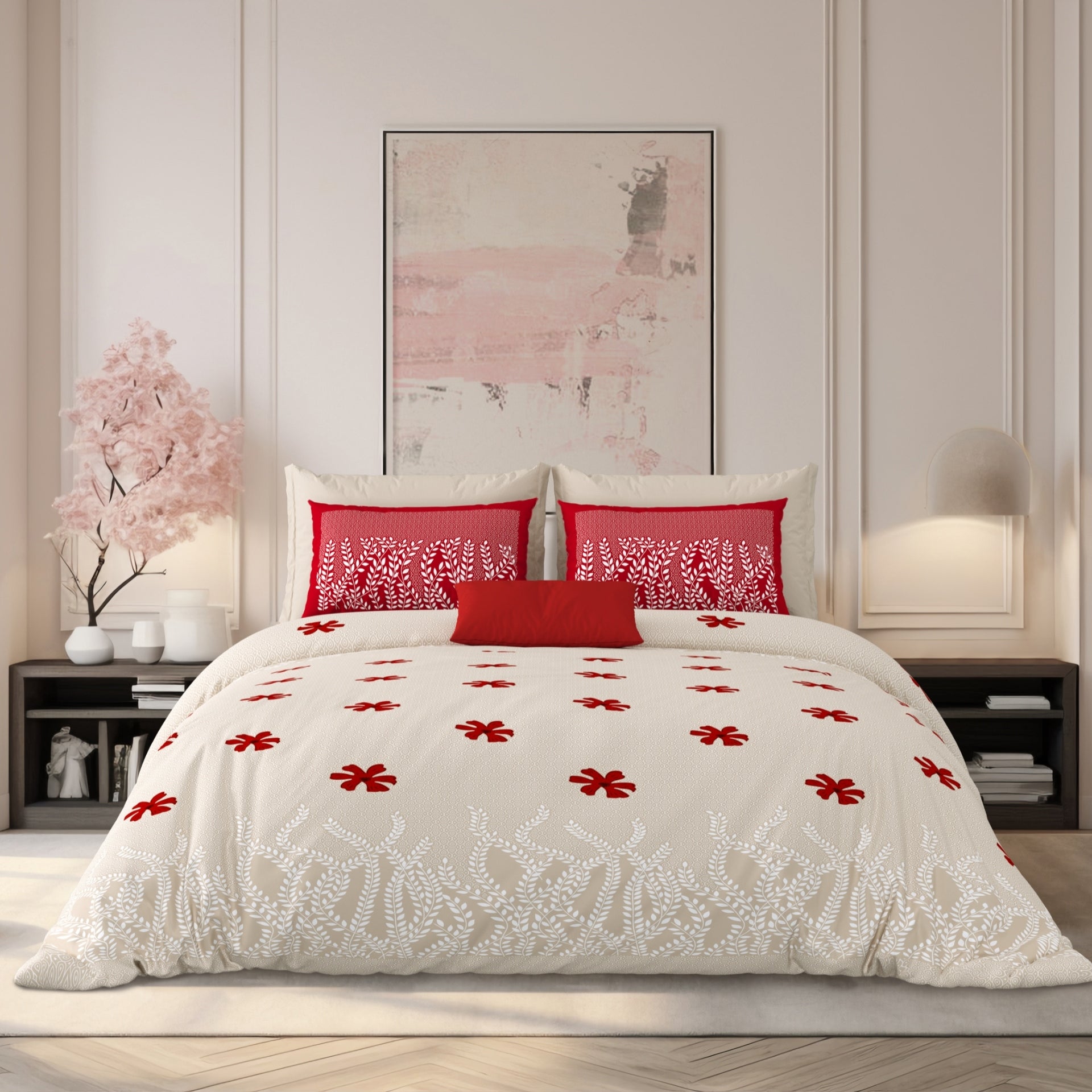LIVING ROOTS Jaipuri Hand Block Print Super King Cotton Bedsheet 104*104 inches (8.6*8.6 feet) With 2 Pillow Cover | 240 TC | Rich Fast Colour With No Colour Bleeding | (523-A) (Brown)