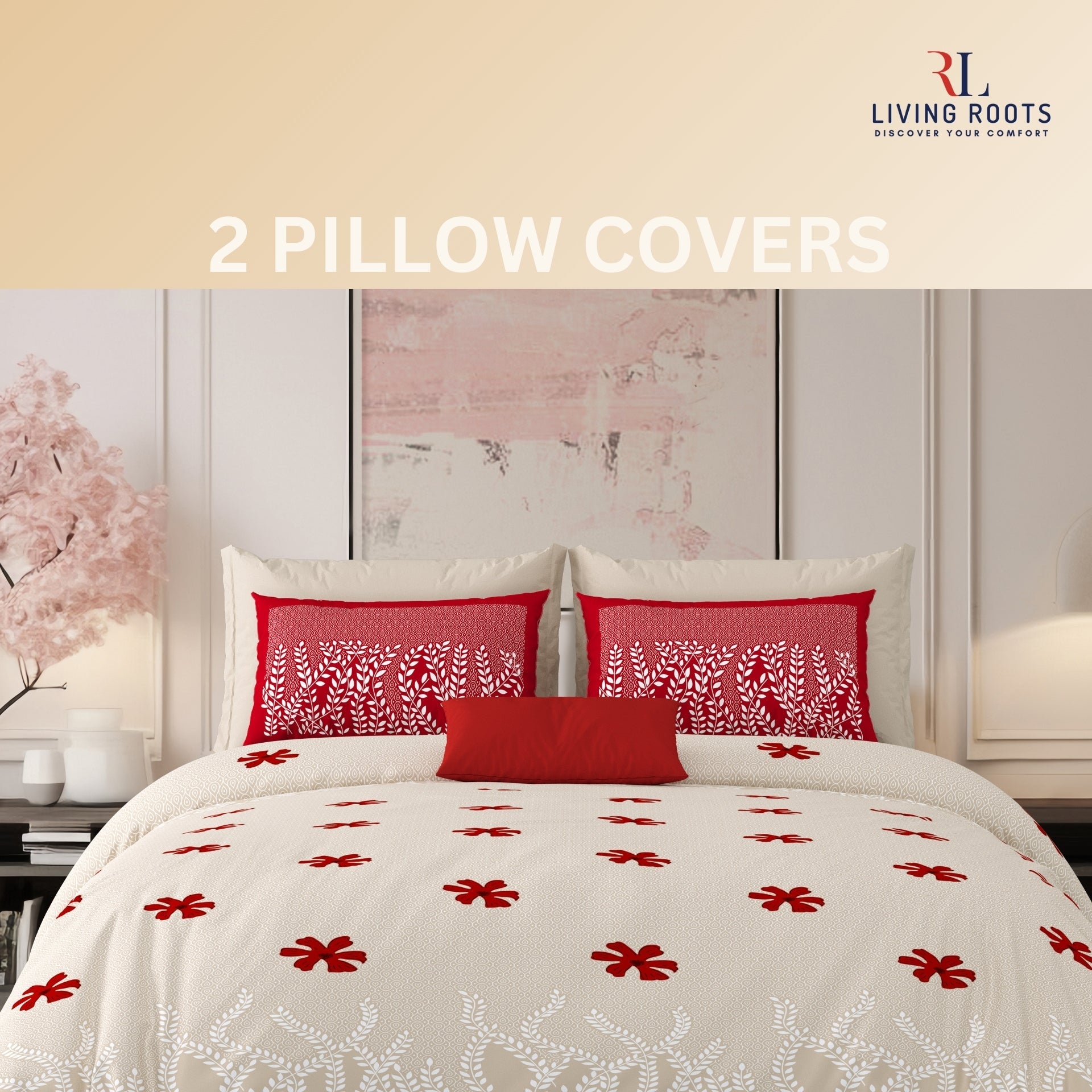 LIVING ROOTS Jaipuri Hand Block Print Super King Cotton Bedsheet 104*104 inches (8.6*8.6 feet) With 2 Pillow Cover | 240 TC | Rich Fast Colour With No Colour Bleeding | (523-A) (Brown)