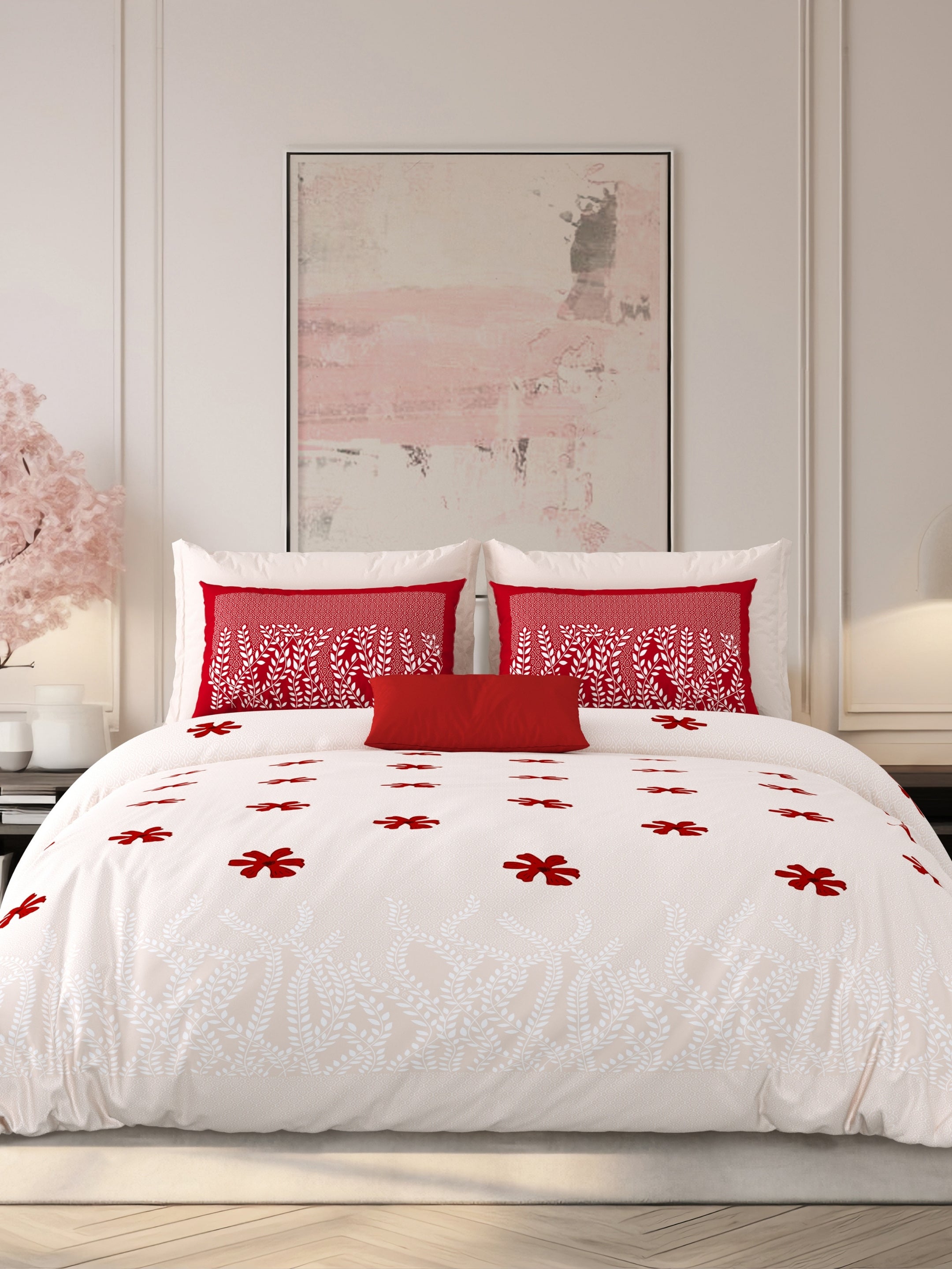 LIVING ROOTS Jaipuri Hand Block Print Super King Cotton Bedsheet 104*104 inches (8.6*8.6 feet) With 2 Pillow Cover | 240 TC | Rich Fast Colour With No Colour Bleeding | (523-B) (Pink)