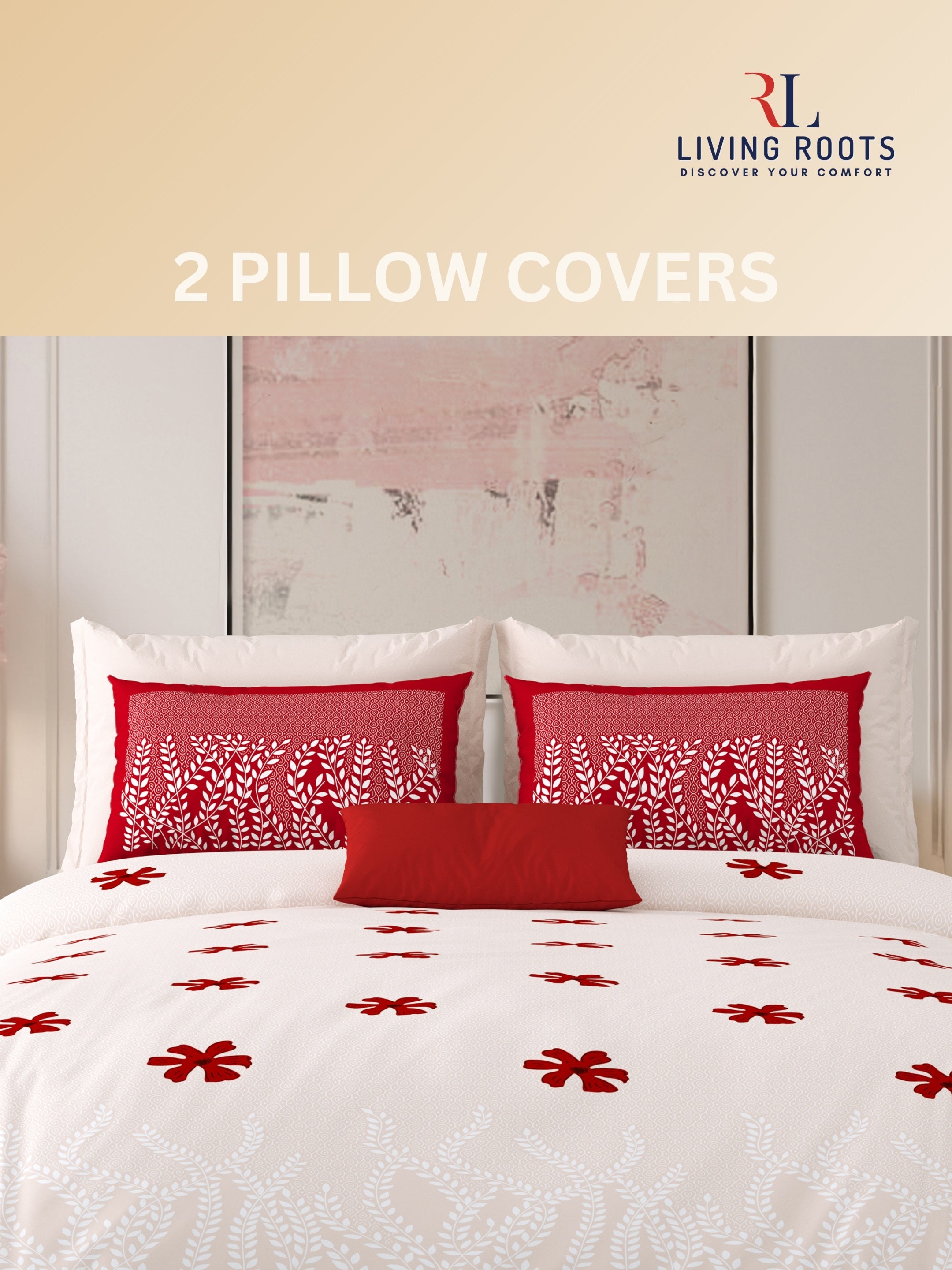 LIVING ROOTS Jaipuri Hand Block Print Super King Cotton Bedsheet 104*104 inches (8.6*8.6 feet) With 2 Pillow Cover | 240 TC | Rich Fast Colour With No Colour Bleeding | (523-B) (Pink)