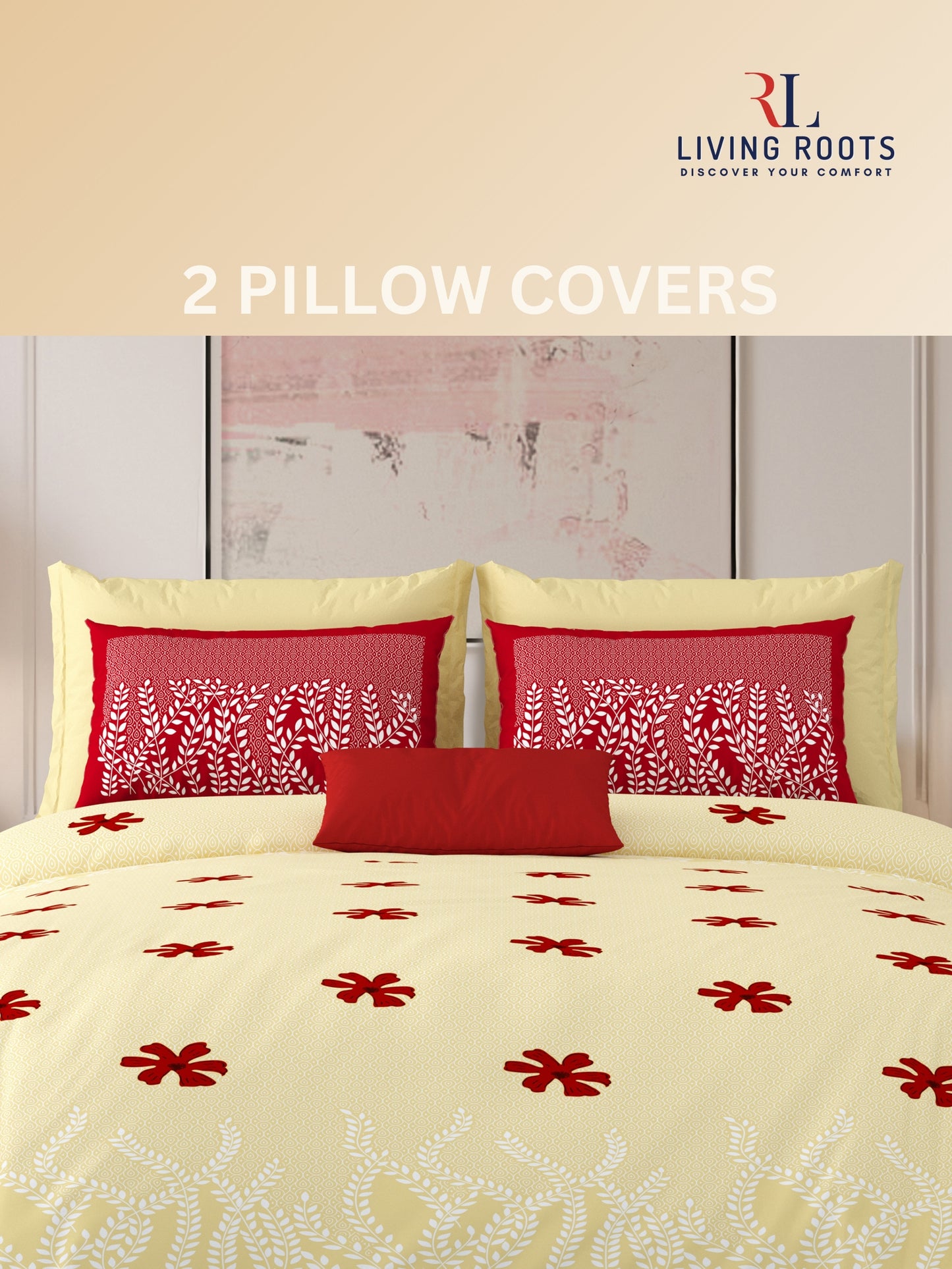 LIVING ROOTS Pure Cotton 1 Super King Size Bedsheet 104*104 inches (8.6*8.6 feet ) with 2 Pillow Cover | Rich Fast Colour with No Colour Bleeding | Soft & Skin Friendly (01-31-523-D)