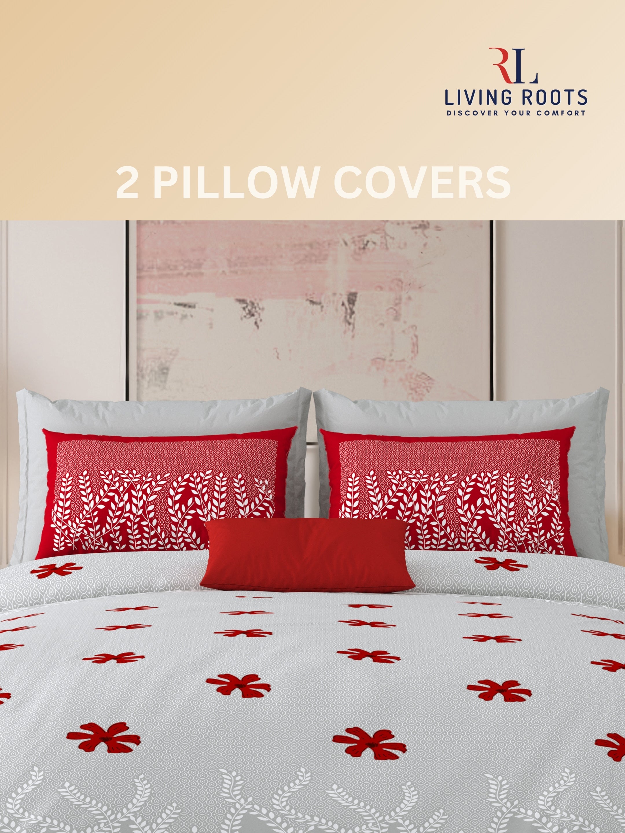 LIVING ROOTS Jaipuri Hand Block Print Super King Cotton Bedsheet 104*104 inches (8.6*8.6 feet) With 2 Pillow Cover | 240 TC | Rich Fast Colour With No Colour Bleeding | (523-E) (Grey)