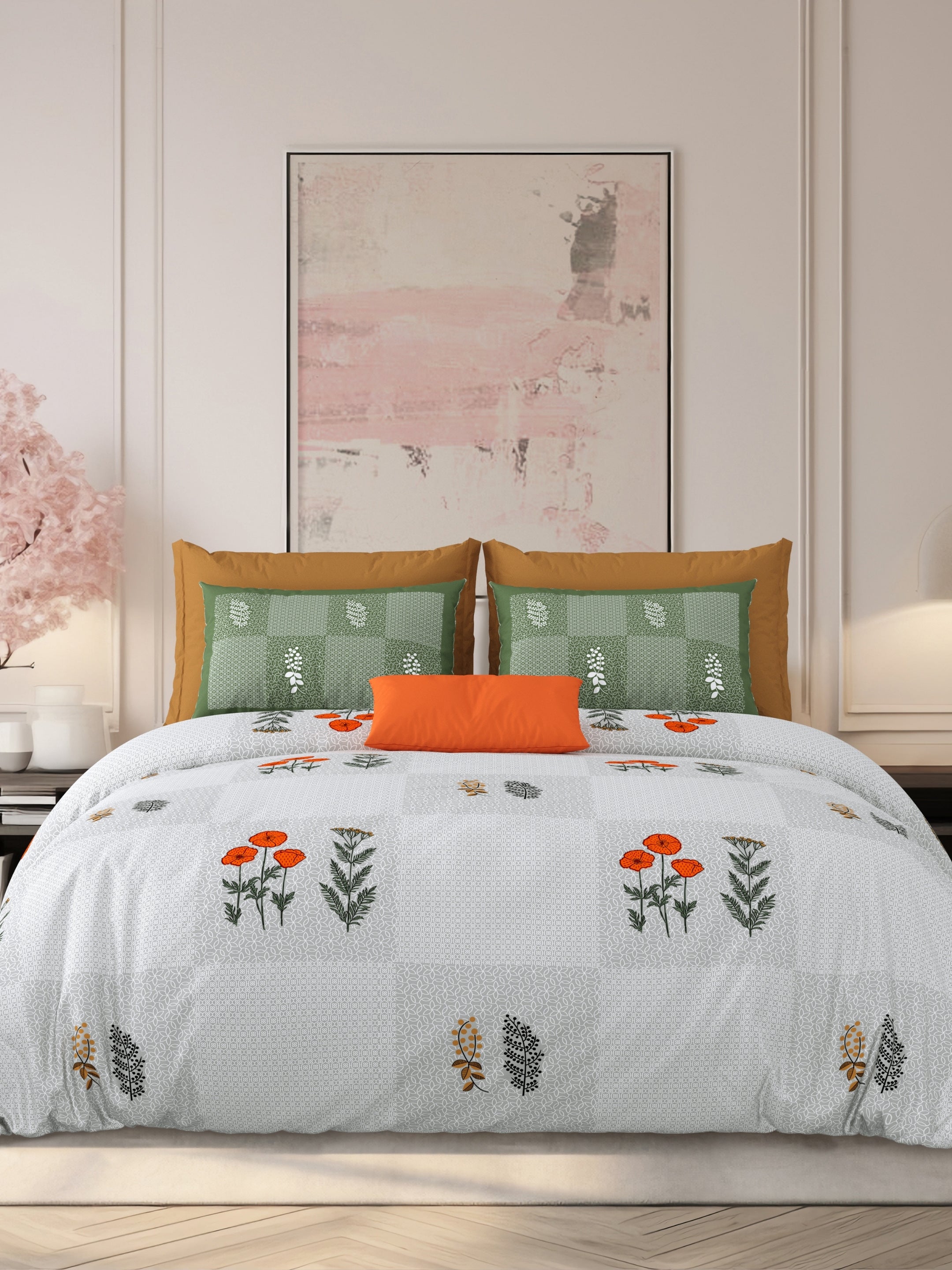 LIVING ROOTS Jaipuri Hand Block Print Super King Cotton Bedsheet 104*104 inches (8.6*8.6 feet) With 2 Pillow Cover | 240 TC | Rich Fast Colour With No Colour Bleeding | (525-A) (Purple)
