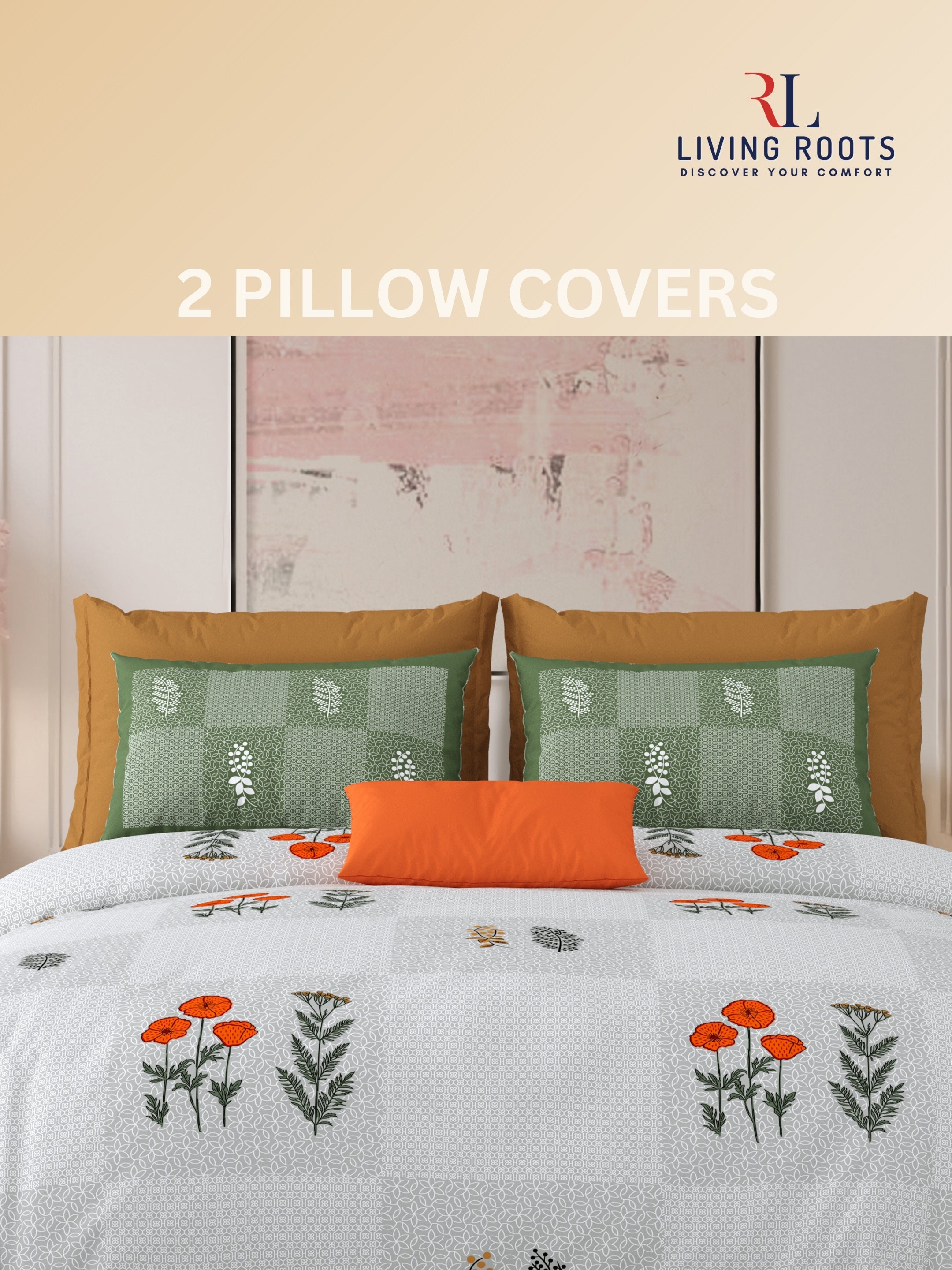 LIVING ROOTS Jaipuri Hand Block Print Super King Cotton Bedsheet 104*104 inches (8.6*8.6 feet) With 2 Pillow Cover | 240 TC | Rich Fast Colour With No Colour Bleeding | (525-A) (Purple)