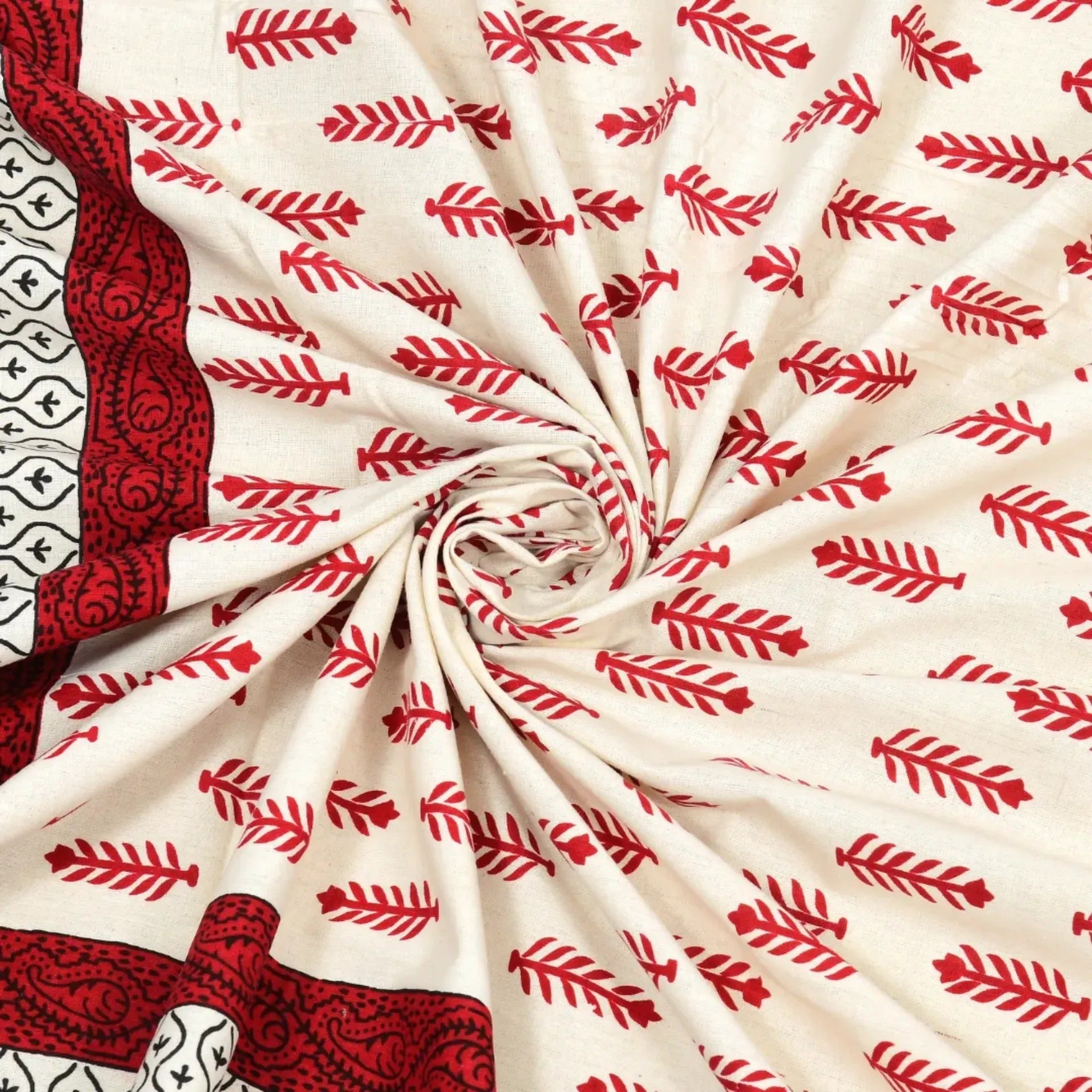LIVING ROOTS Jaipuri Hand Block Print Double King Cotton Bedsheet 90*104 inches (7.5*8.6 feet) With 2 Pillow Cover | 240 TC | Rich Fast Colour With No Colour Bleeding | (527-A) (Red)