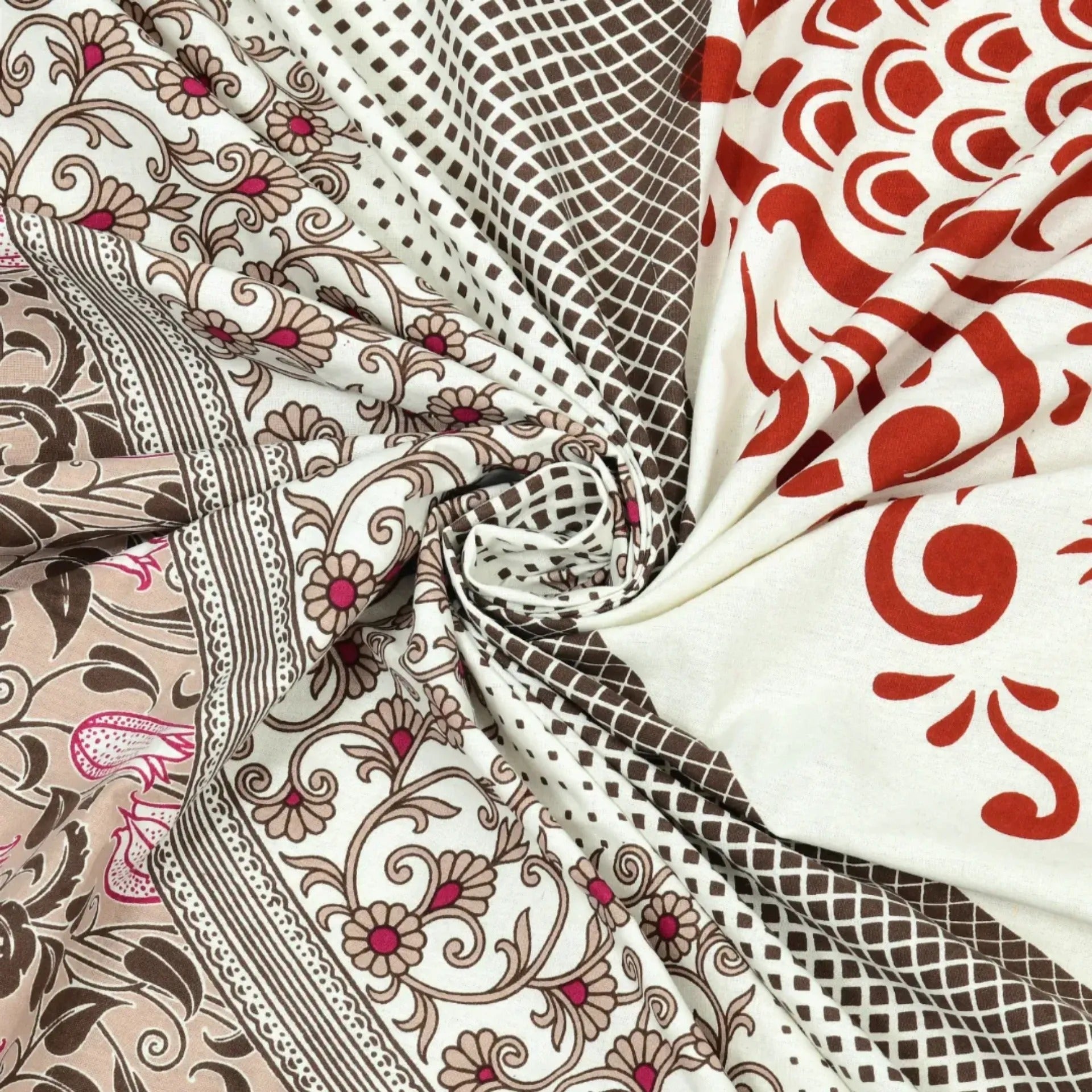 LIVING ROOTS Jaipuri Hand Block Print Double King Cotton Bedsheet 90*104 inches (7.5*8.6 feet) With 2 Pillow Cover | 240 TC | Rich Fast Colour With No Colour Bleeding | (528-B) (Brown)