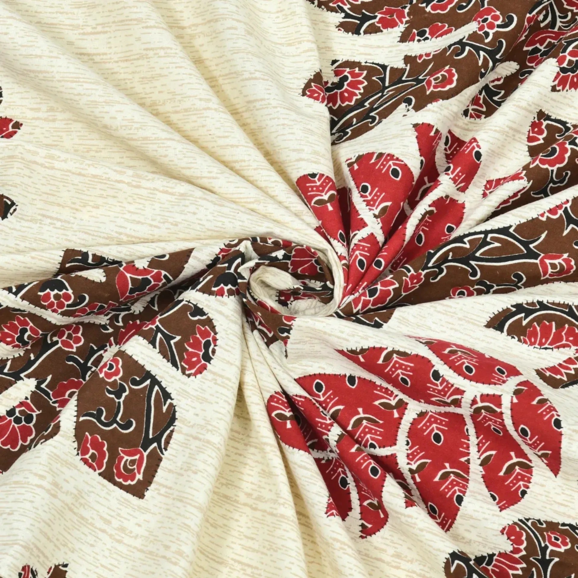 LIVING ROOTS Jaipuri Hand Block Print Double King Cotton Bedsheet 90*104 inches (7.5*8.6 feet) With 2 Pillow Cover | 240 TC | Rich Fast Colour With No Colour Bleeding | (529-C) (Maroon)