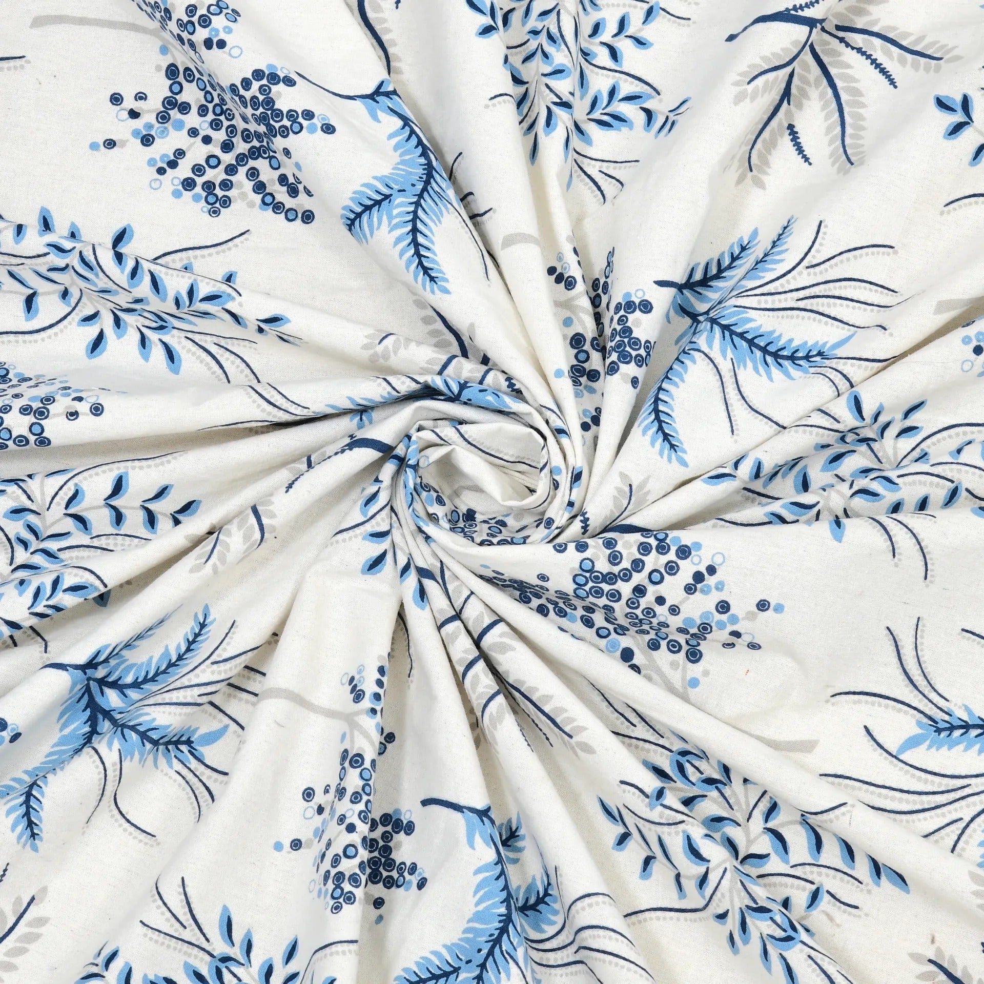 LIVING ROOTS Jaipuri Hand Block Print Double King Cotton Bedsheet 90*104 inches (7.5*8.6 feet) With 2 Pillow Cover | 240 TC | Rich Fast Colour With No Colour Bleeding | (531-A) (Blue)
