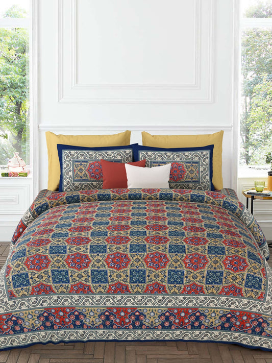 LIVING ROOTS Pure Cotton 1 Super King Size Bedsheet 104*104 inches (8.6*8.6 feet ) With 2 Pillow Cover | Rich Fast Colour With No Colour Bleeding | Soft & Skin Friendly (534-A)