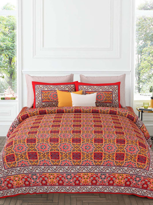 LIVING ROOTS Pure Cotton 1 Super King Size Bedsheet 104*104 inches (8.6*8.6 feet ) With 2 Pillow Cover | Rich Fast Colour With No Colour Bleeding | Soft & Skin Friendly (534-B)