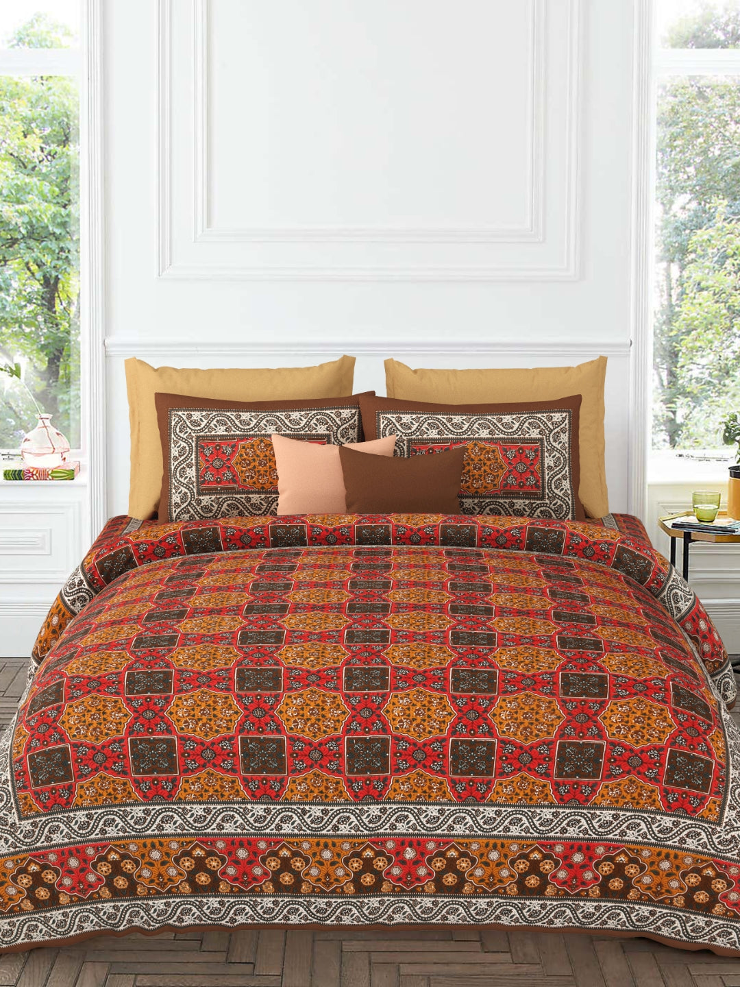 LIVING ROOTS Pure Cotton 1 Super King Size Bedsheet 104*104 inches (8.6*8.6 feet ) With 2 Pillow Cover | Rich Fast Colour With No Colour Bleeding | Soft & Skin Friendly (534-C)