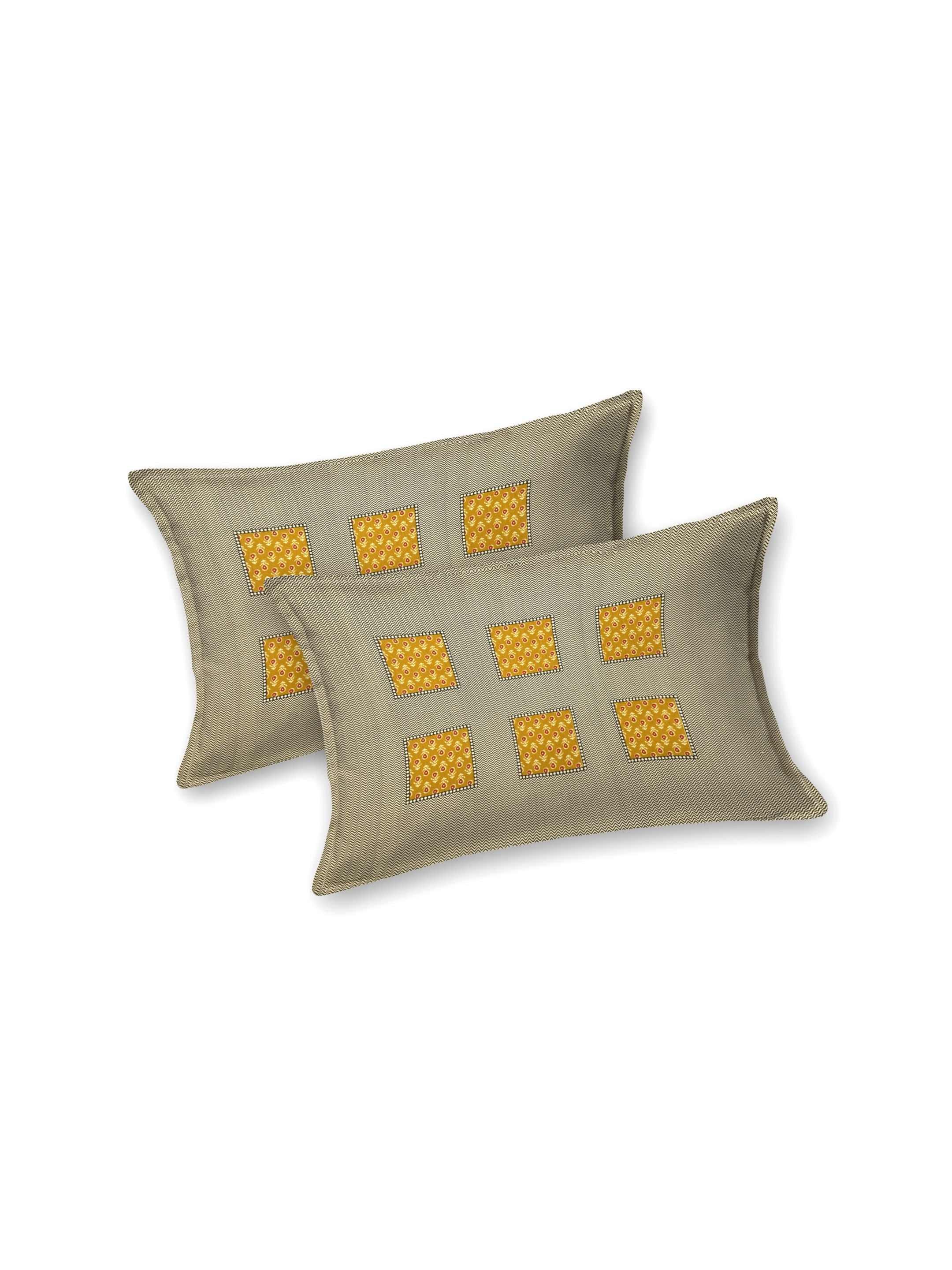 LIVING ROOTS Jaipuri Hand Block Print Super King Cotton Bedsheet 104*104 inches (8.5*8.5 feet) With 2 Pillow Cover | 240 TC | Rich Fast Colour With No Colour Bleeding | (563-B) (Yellow)