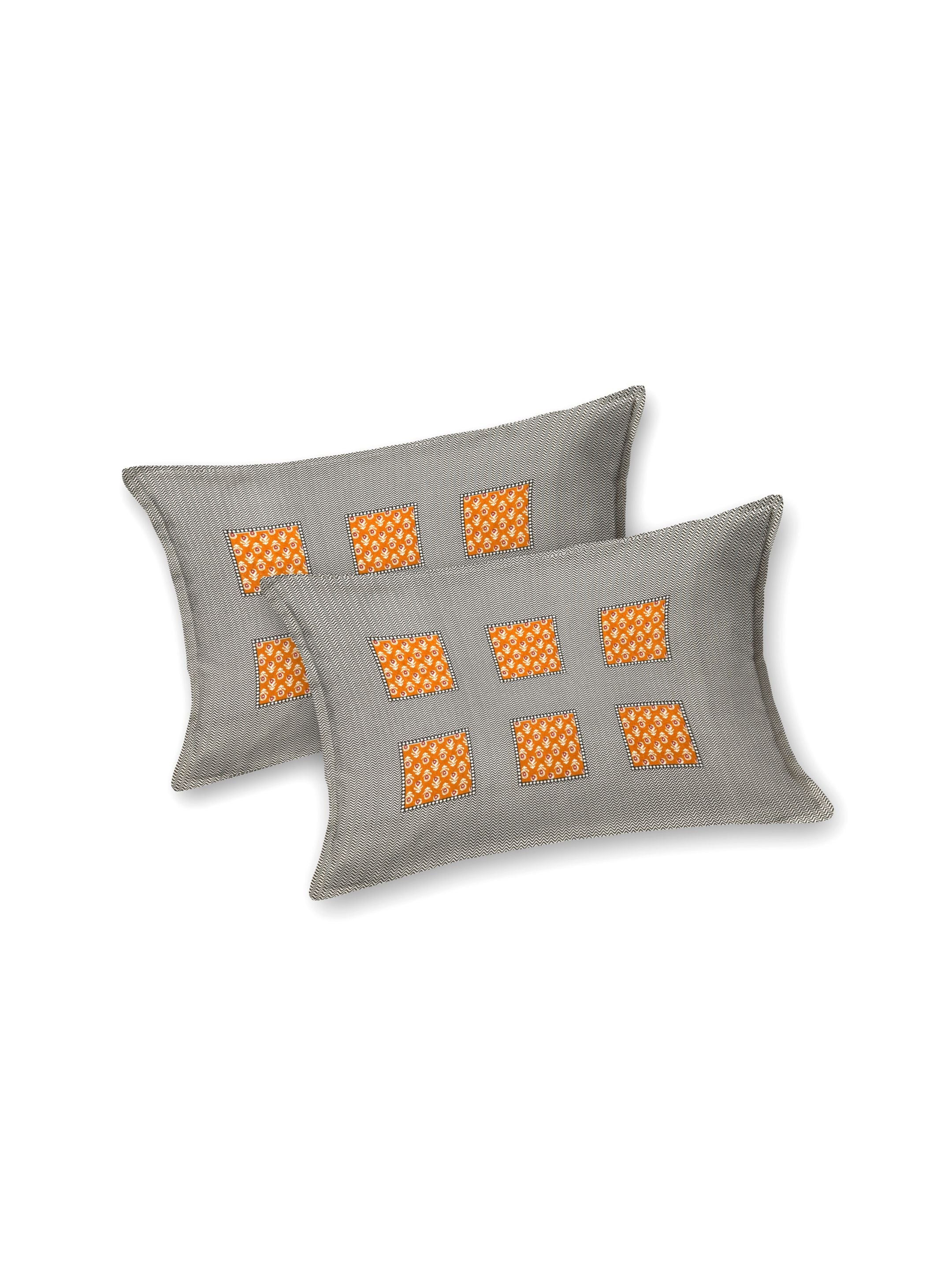 LIVING ROOTS Jaipuri Hand Block Print Super King Cotton Bedsheet 104*104 inches (8.5*8.5 feet) With 2 Pillow Cover | 240 TC | Rich Fast Colour With No Colour Bleeding | (563-C) (Orange)