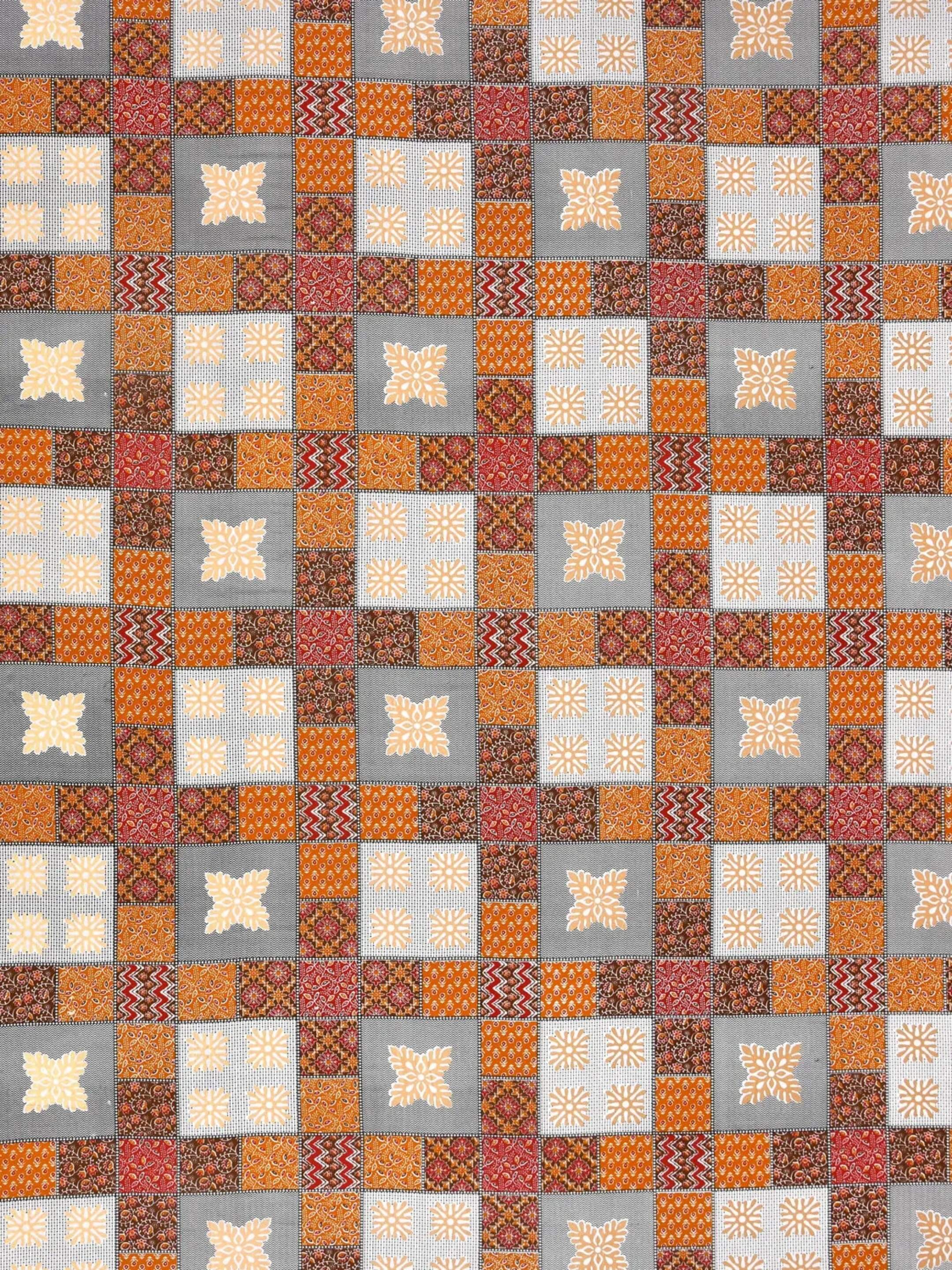 LIVING ROOTS Jaipuri Hand Block Print Super King Cotton Bedsheet 104*104 inches (8.5*8.5 feet) With 2 Pillow Cover | 240 TC | Rich Fast Colour With No Colour Bleeding | (563-C) (Orange)