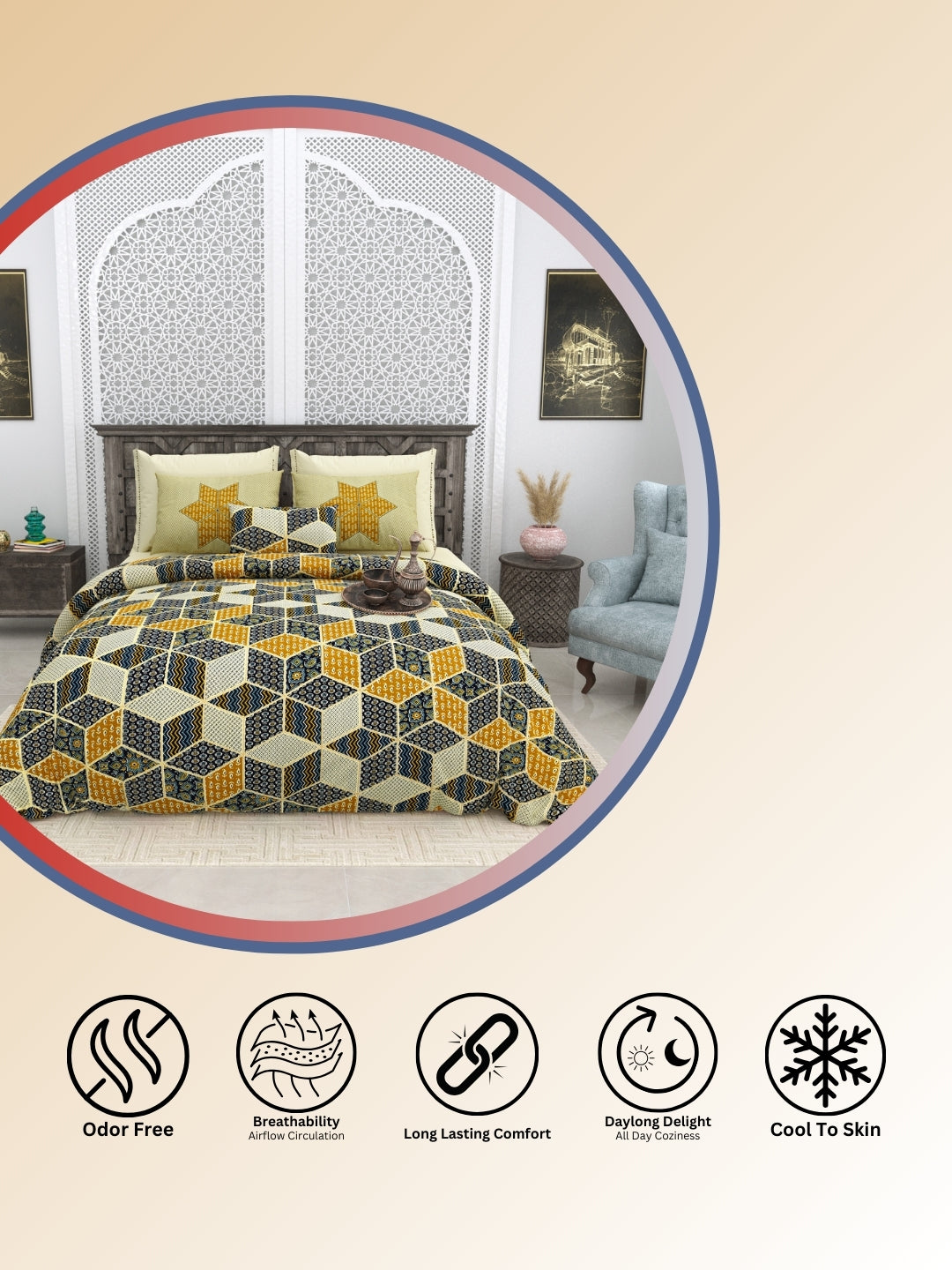 LIVING ROOTS Jaipuri Hand Block Print Super King Cotton Bedsheet 104*104 inches (8.5*8.5 feet) With 2 Pillow Cover | 240 TC | Rich Fast Colour With No Colour Bleeding | (564-A) (Green)