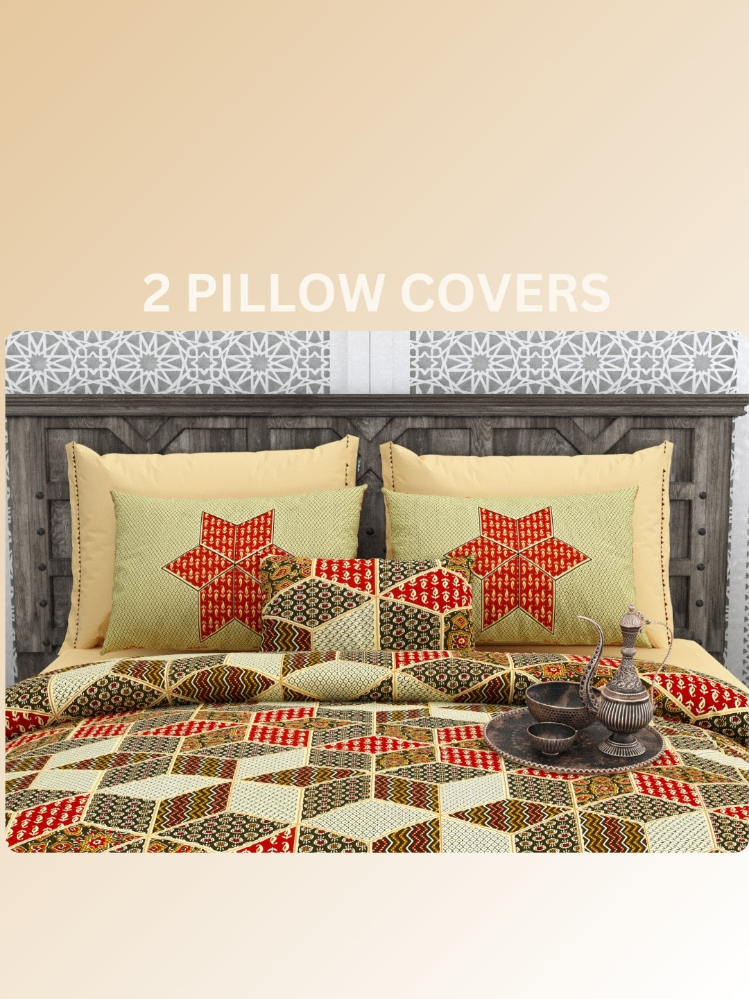 LIVING ROOTS Jaipuri Hand Block Print Super King Cotton Bedsheet 104*104 inches (8.5*8.5 feet) With 2 Pillow Cover | 240 TC | Rich Fast Colour With No Colour Bleeding | (564-B) (Yellow)