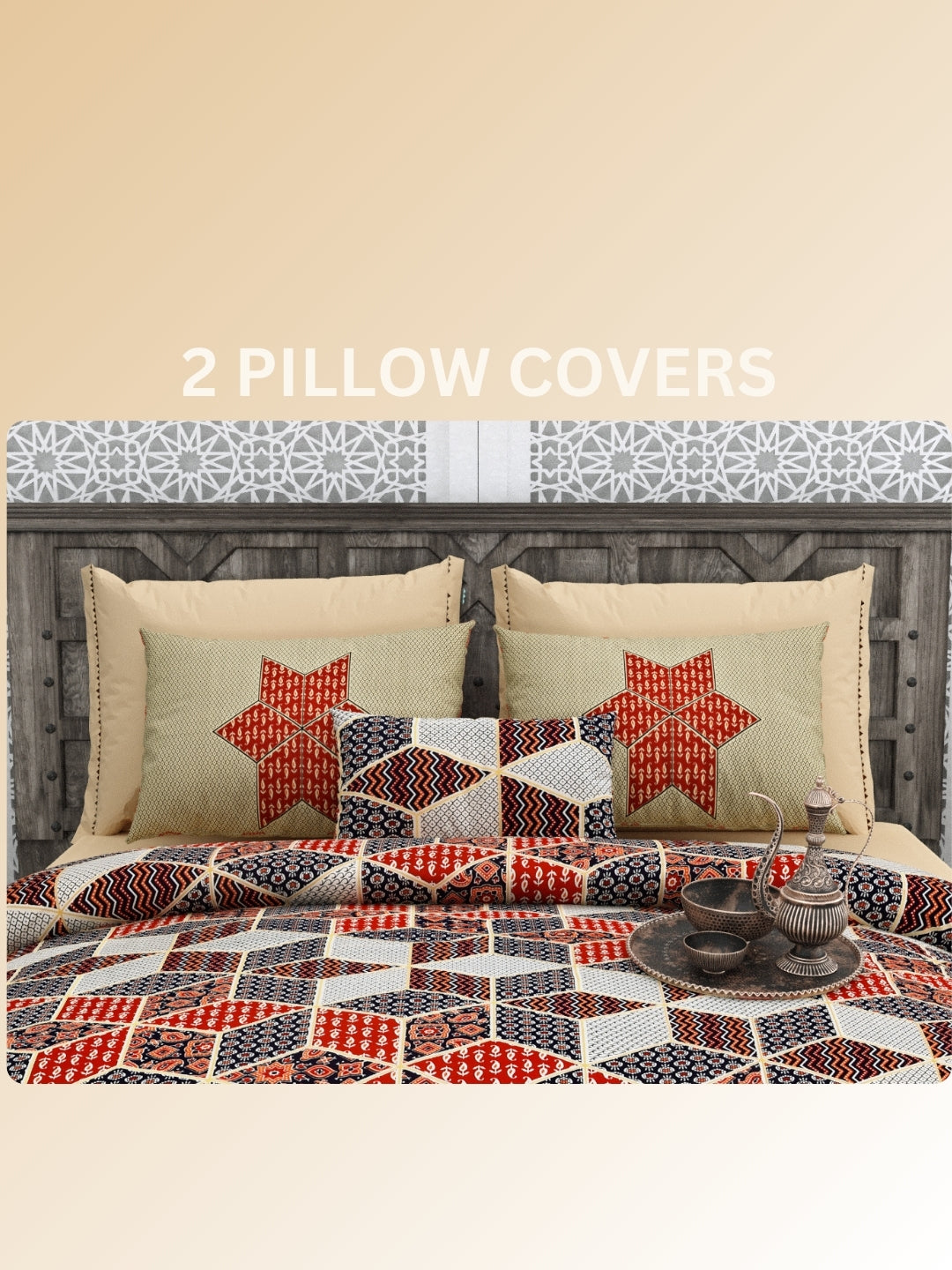 LIVING ROOTS Jaipuri Hand Block Print Super King Cotton Bedsheet 104*104 inches (8.5*8.5 feet) With 2 Pillow Cover | 240 TC | Rich Fast Colour With No Colour Bleeding | (564-C) (Grey)