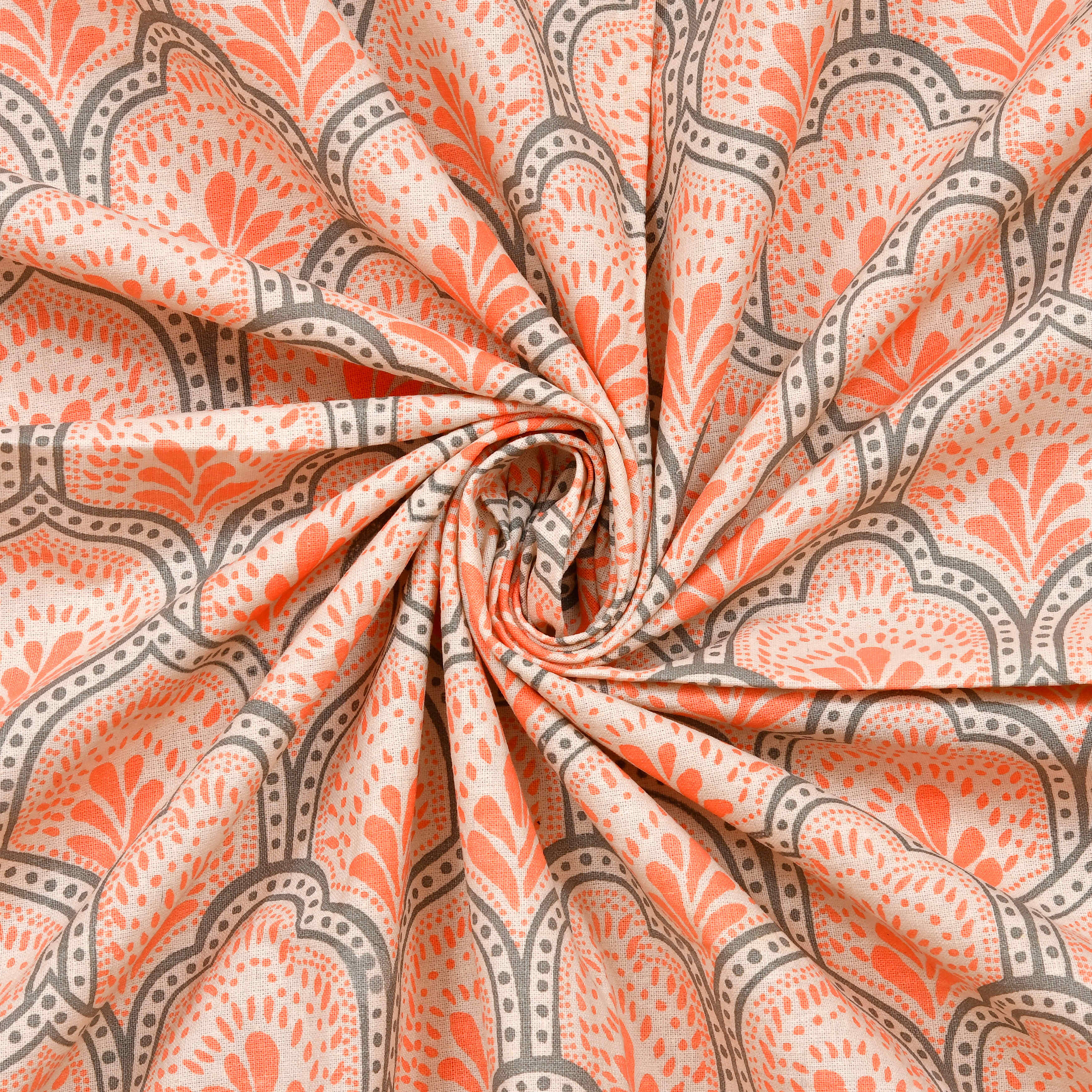 LIVING ROOTS Jaipuri Hand Block Print Super King Cotton Bedsheet 104*104 inches (8.5*8.5 feet) With 2 Pillow Cover | 240 TC | Rich Fast Colour With No Colour Bleeding | (568-C) (Orange)