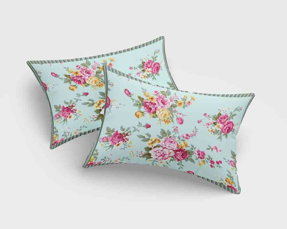 LIVING ROOTS Jaipuri Hand Block Print Super King Cotton Bedsheet 104*104 inches (8.5*8.5 feet) With 2 Pillow Cover | 240 TC | Rich Fast Colour With No Colour Bleeding | (569-A) (Sky Blue)