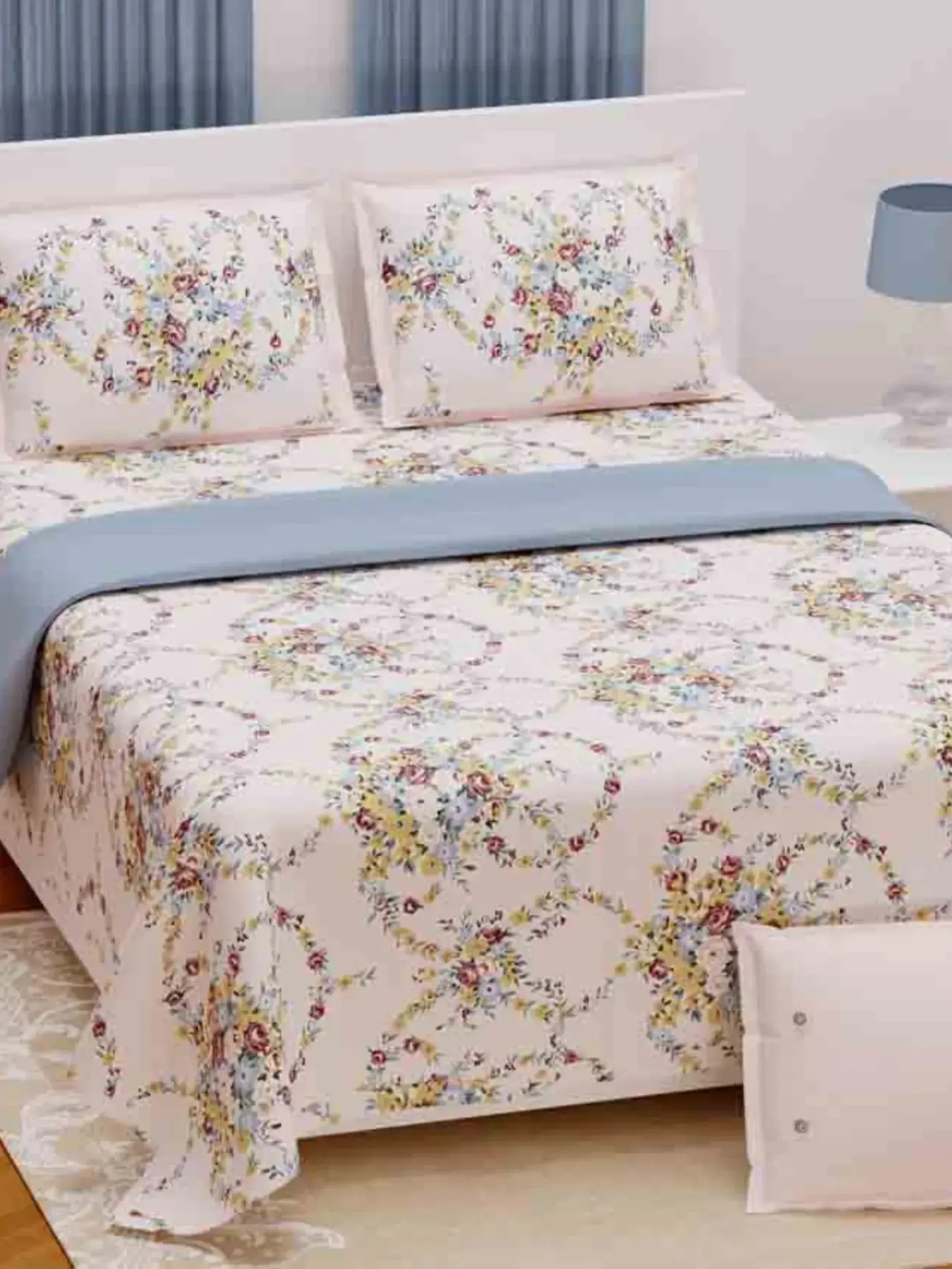 LIVING ROOTS Jaipuri Hand Block Print Super King Cotton Bedsheet 104*104 inches (8.5*8.5 feet) With 2 Pillow Cover | 240 TC | Rich Fast Colour With No Colour Bleeding | (570-A) (Multi)
