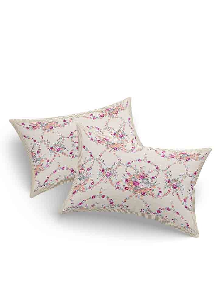 LIVING ROOTS Jaipuri Hand Block Print Super King Cotton Bedsheet 104*104 inches (8.5*8.5 feet) With 2 Pillow Cover | 240 TC | Rich Fast Colour With No Colour Bleeding | (570-B) (Pink)