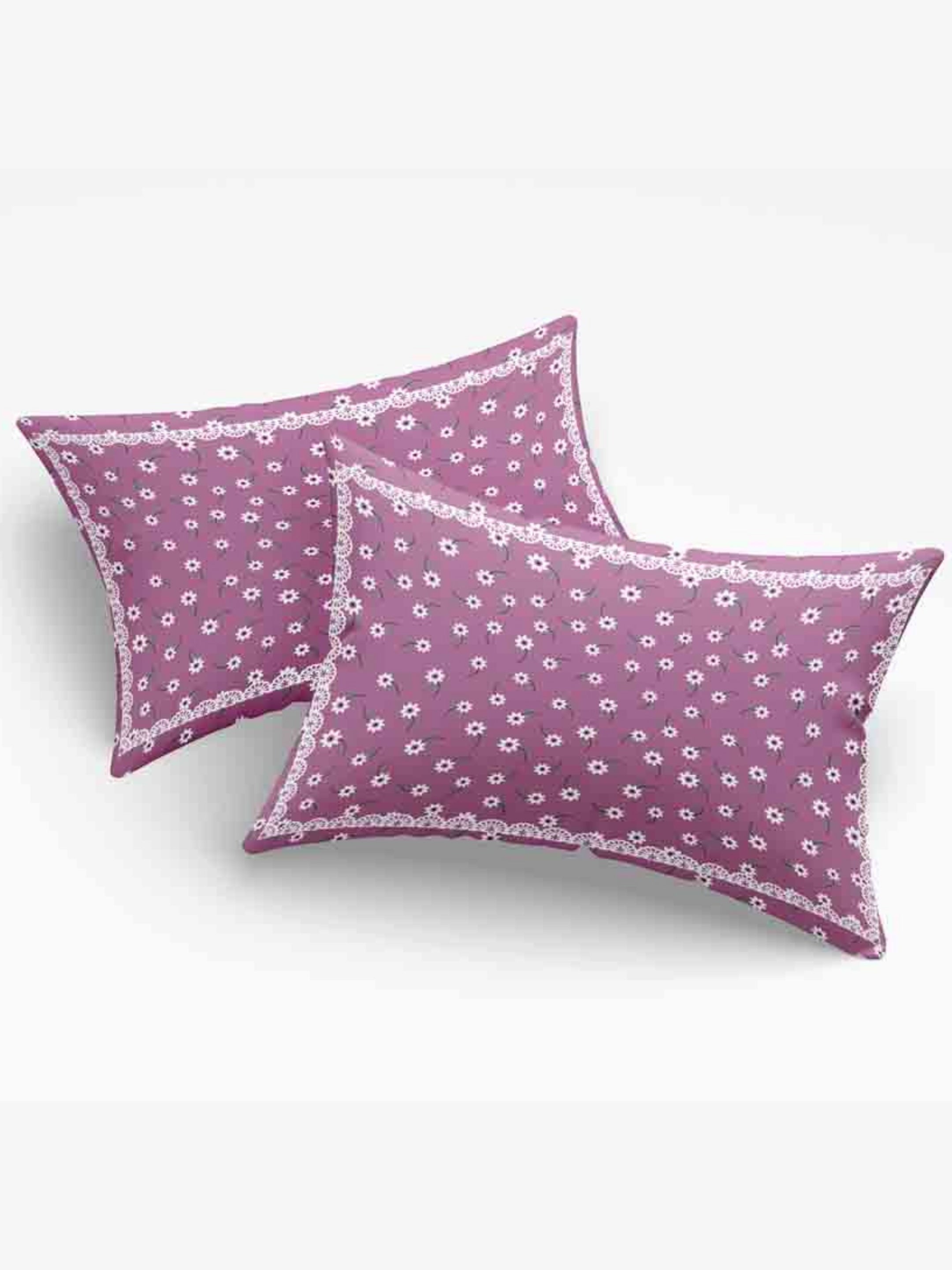 Living Roots Cotton Super King Size Bedsheet | 104 x 104 Inches, 8.6 x 8.6 Feet | with 2 Pillow Covers | Pink Color Floral Motif with Geometric Border Print | Premium Soft Fabric | Perfect for Everyday Use