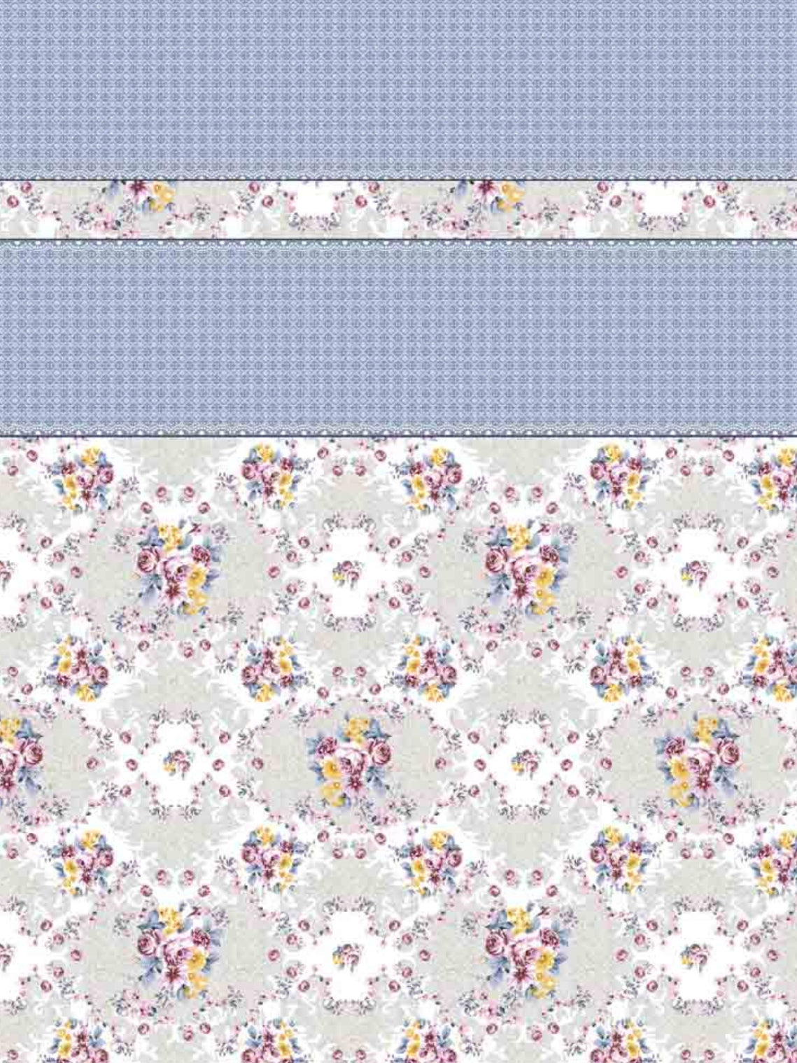 Living Roots Cotton Super King Size Bedsheet | 104 x 104 Inches, 8.6 x 8.6 Feet | with 2 Pillow Covers | Blue Color Floral Motif with Geometric Border Print| Premium Soft Fabric | Perfect for Everyday Use