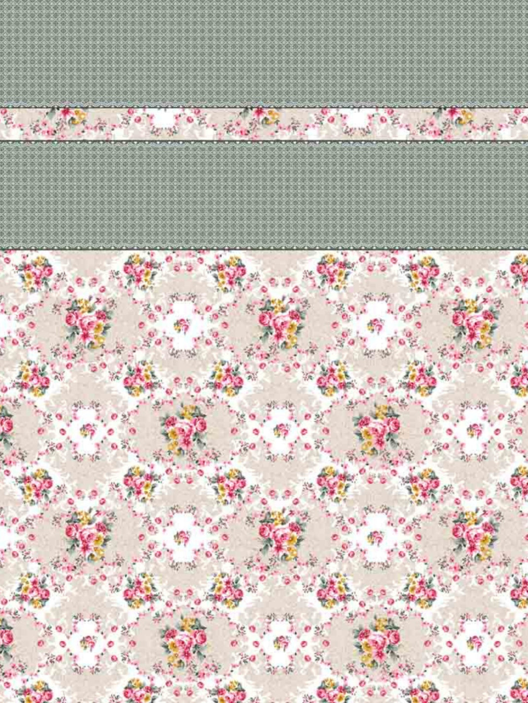 Living Roots Cotton Super King Size Bedsheet | 104 x 104 Inches, 8.6 x 8.6 Feet | with 2 Pillow Covers | Green Color Floral Motif with Geometric Border Print| Premium Soft Fabric | Perfect for Everyday Use