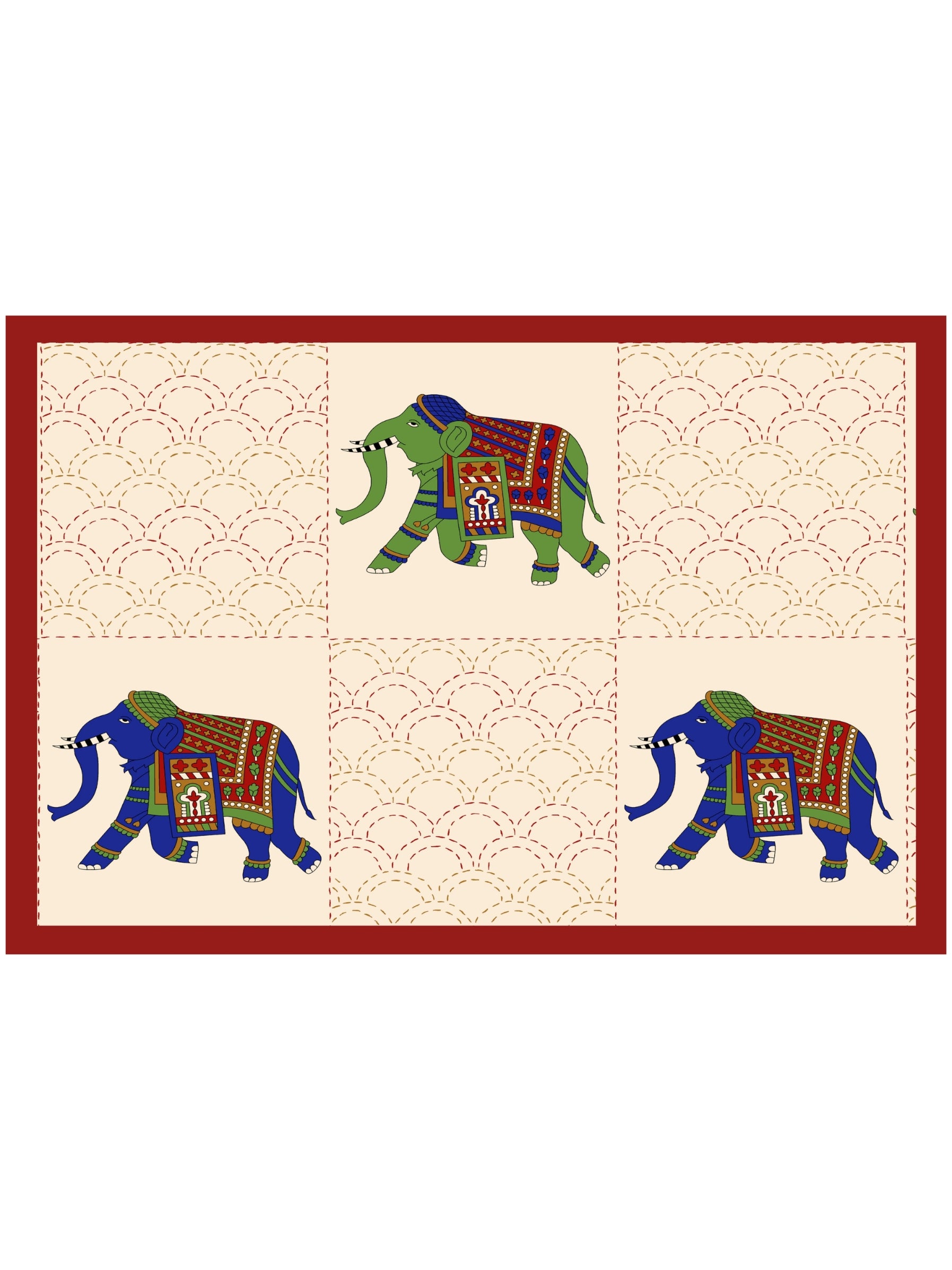 Living Roots Cotton Super King Size Bedsheet | 104 x 104 Inches, 8.6 x 8.6 Feet | with 2 Pillow Covers |Cream Color Elephant Hand Block Print| Premium Soft Fabric | Perfect for Everyday Use