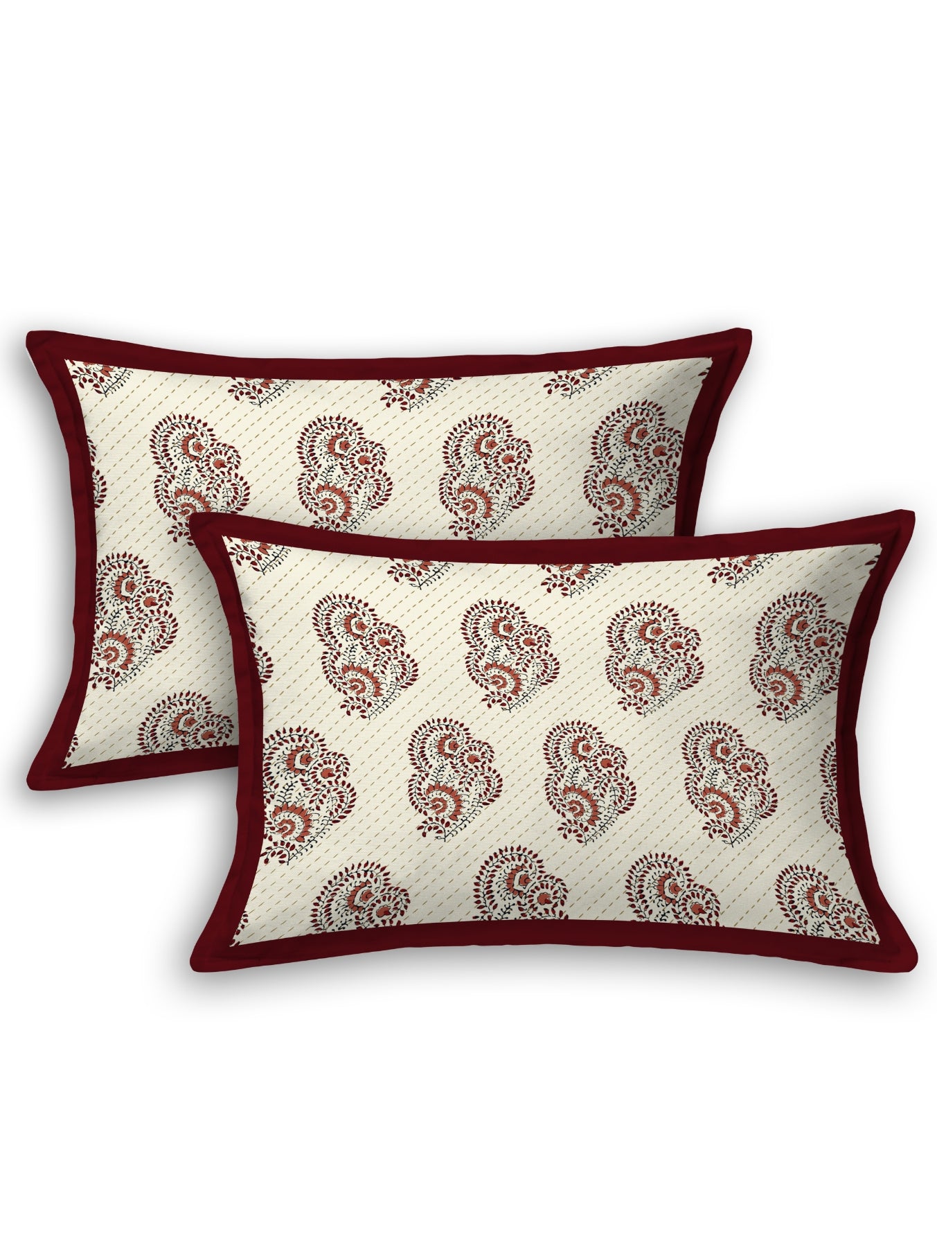 Living Roots Cotton Super King Size Bedsheet | 104 x 104 Inches, 8.6 x 8.6 Feet | with 2 Pillow Covers | Cream Color Floral Motif hand block print | Premium Soft Fabric | Perfect for Everyday Use