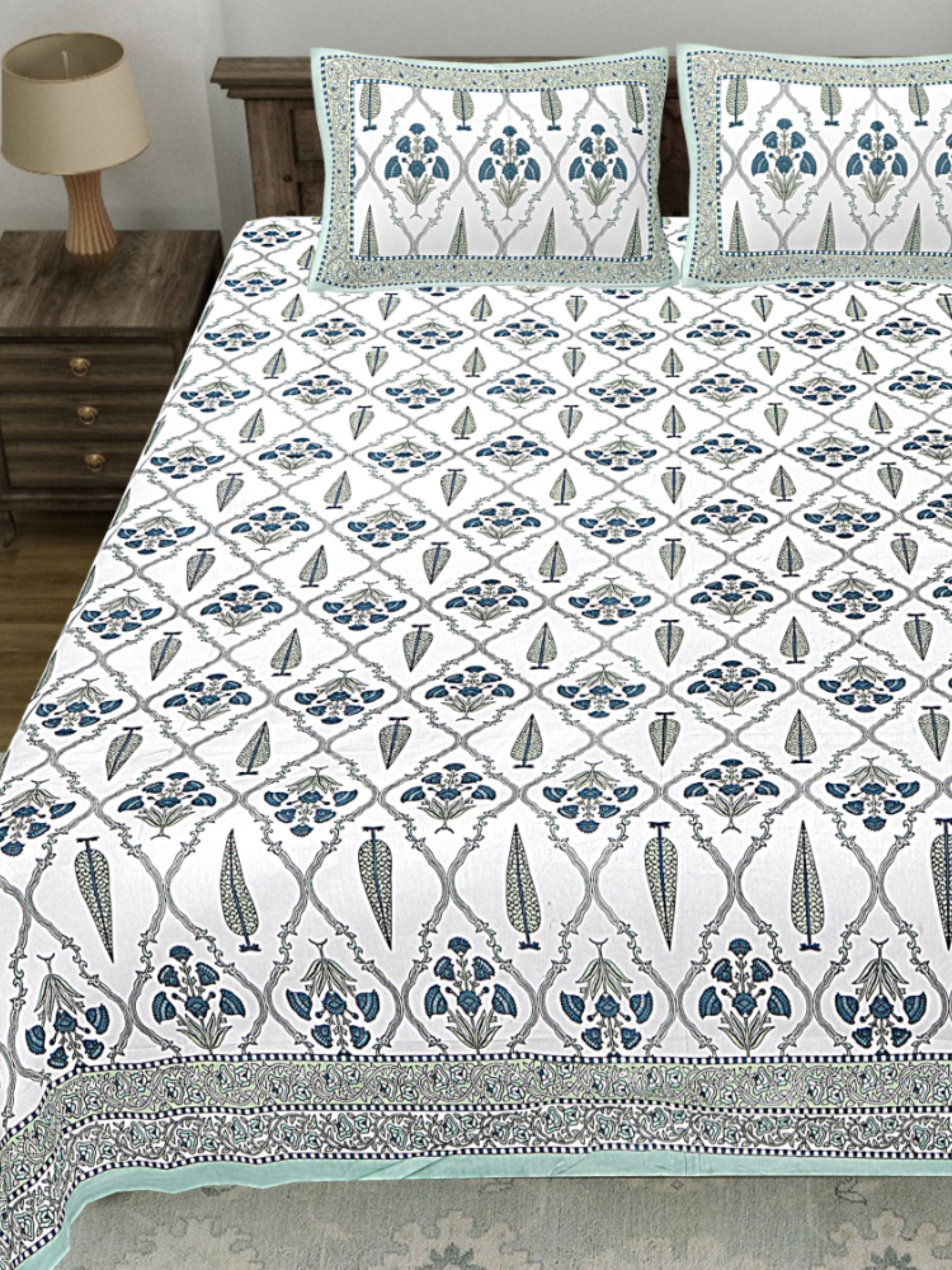 LIVING ROOTS PURE Cotton 1 SUPER King Size Bedsheet (8*8.6 Feet)  with 2 Pillow Cover (03-31-572-A)