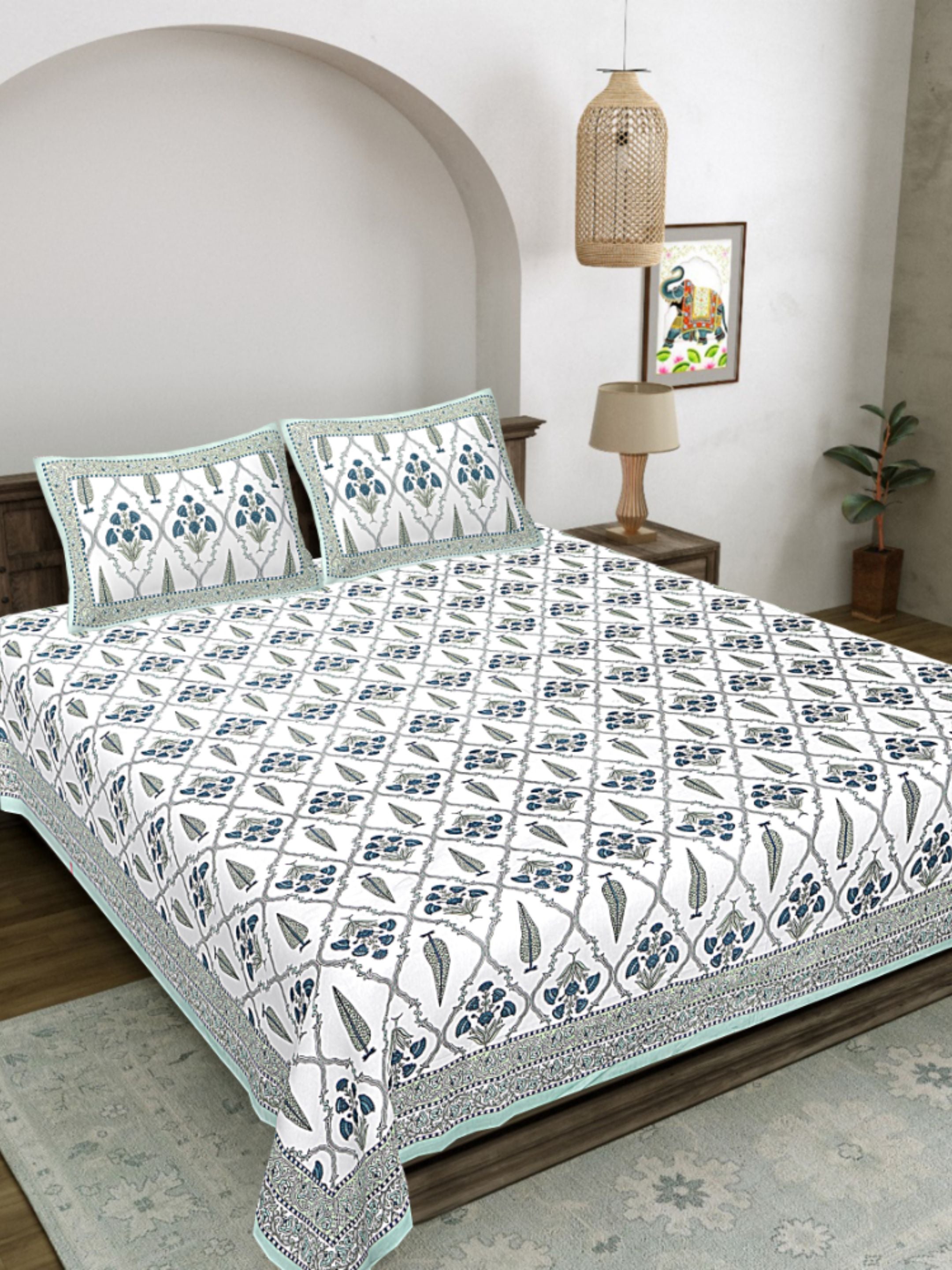 LIVING ROOTS PURE Cotton 1 SUPER King Size Bedsheet (8*8.6 Feet)  with 2 Pillow Cover (03-31-572-A)