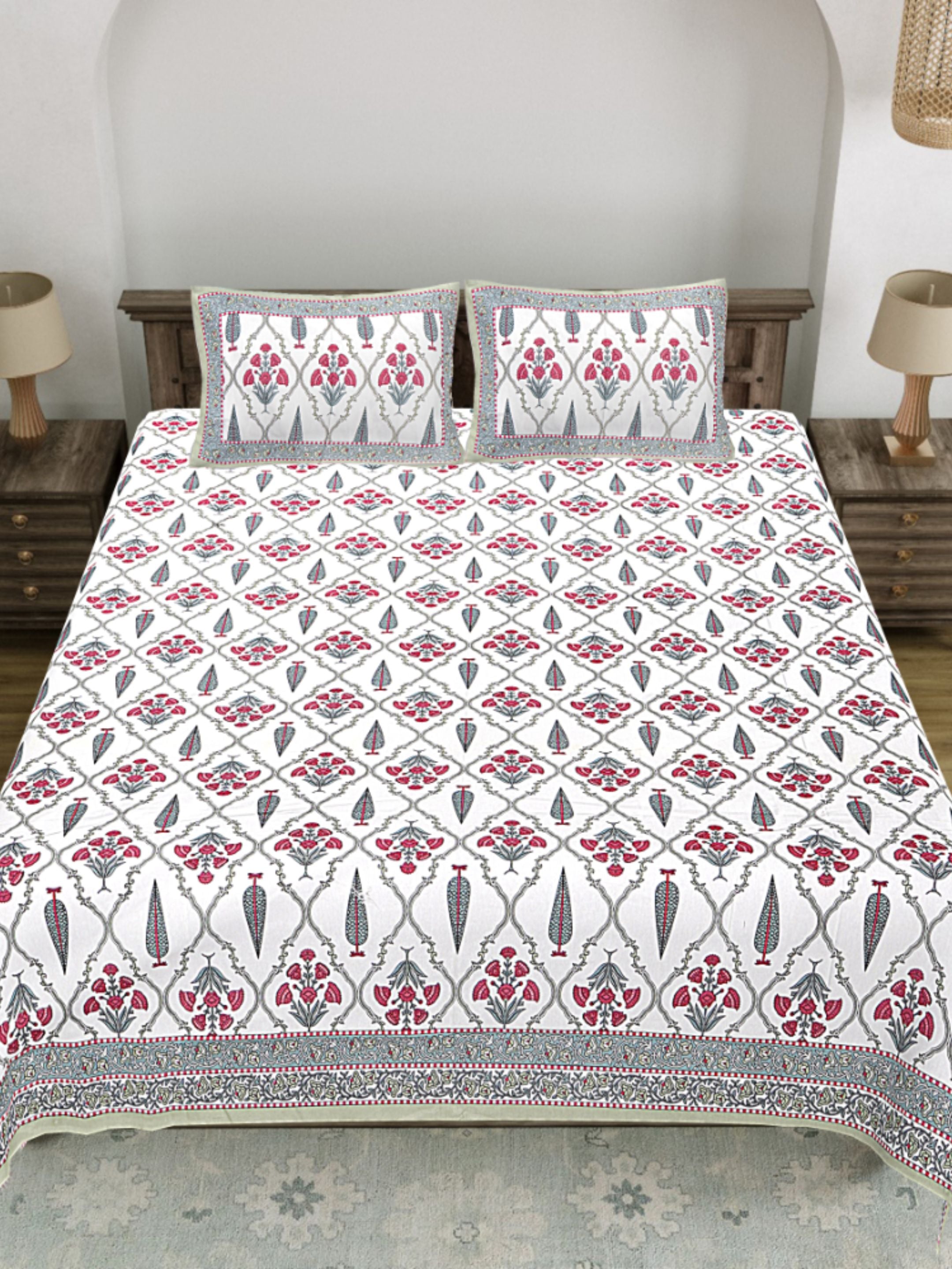 LIVING ROOTS PURE Cotton 1 SUPER King Size Bedsheet (8*8.6 Feet)  with 2 Pillow Cover (03-31-572-B)