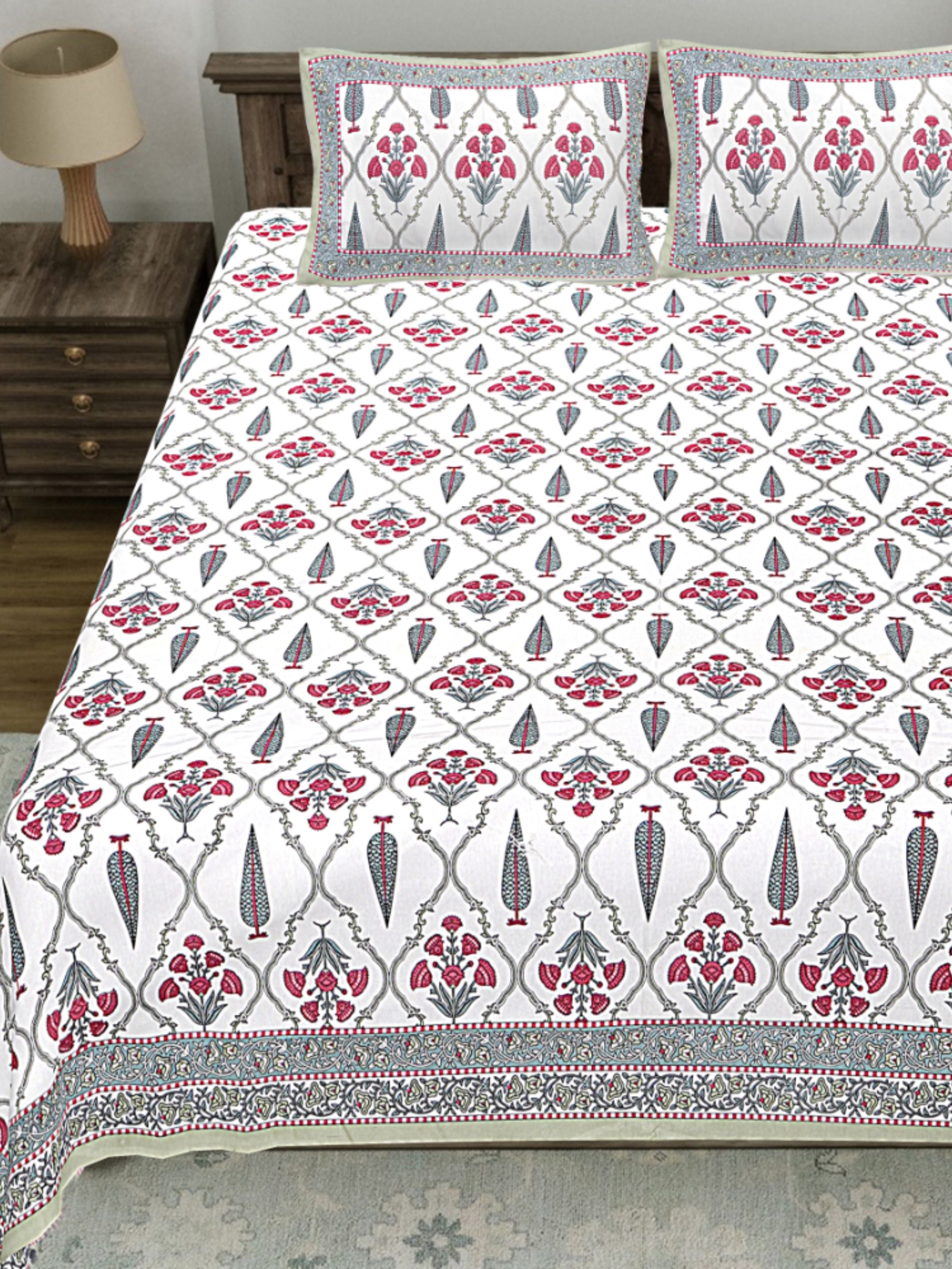 LIVING ROOTS PURE Cotton 1 SUPER King Size Bedsheet (8*8.6 Feet)  with 2 Pillow Cover (03-31-572-B)