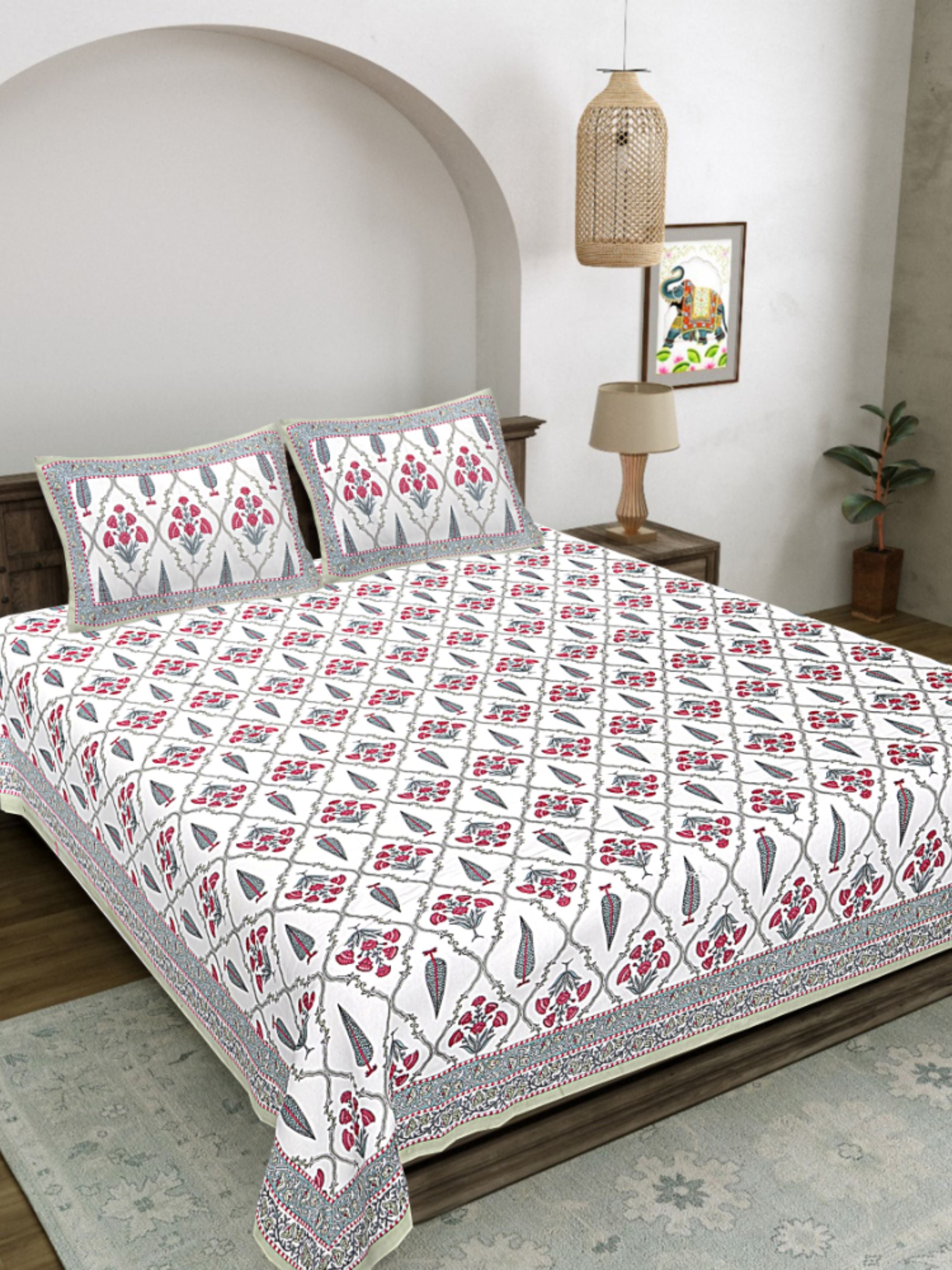 LIVING ROOTS PURE Cotton 1 SUPER King Size Bedsheet (8*8.6 Feet)  with 2 Pillow Cover (03-31-572-B)