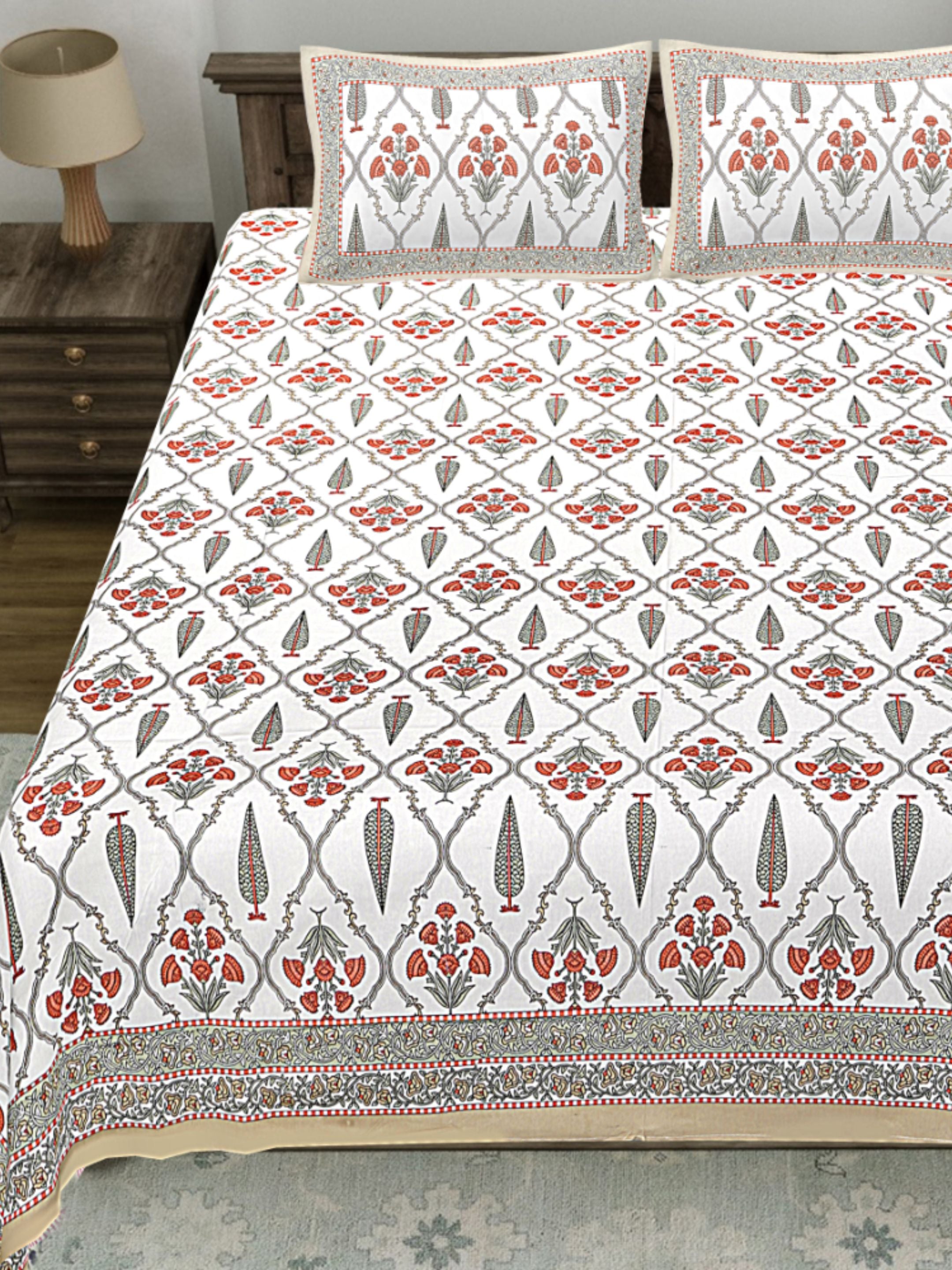 LIVING ROOTS PURE Cotton 1 SUPER King Size Bedsheet (8*8.6 Feet)  with 2 Pillow Cover (03-31-572-C)