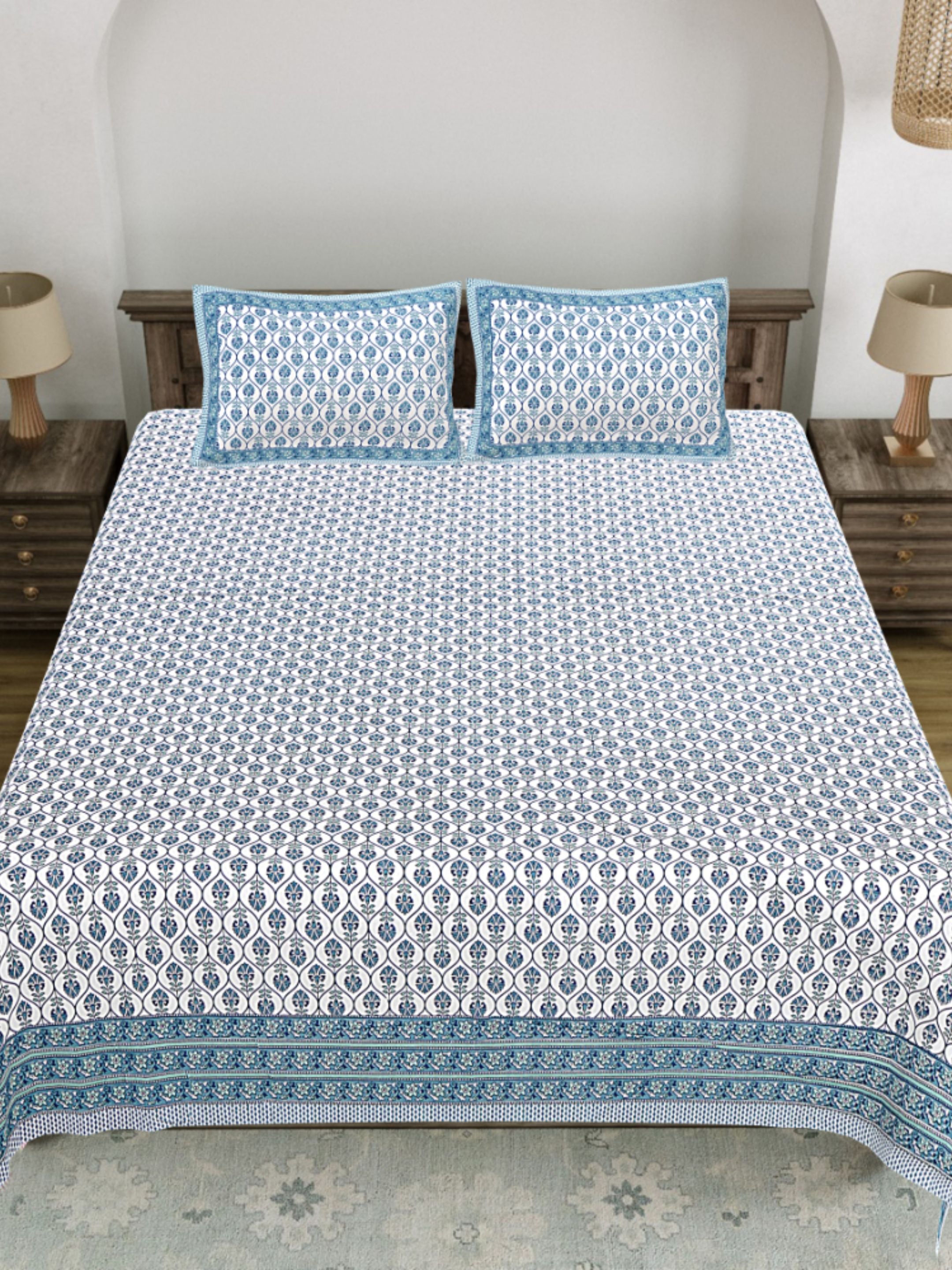 LIVING ROOTS PURE Cotton 1 SUPER King Size Bedsheet (8*8.6 Feet)  with 2 Pillow Cover (03-31-573-A)