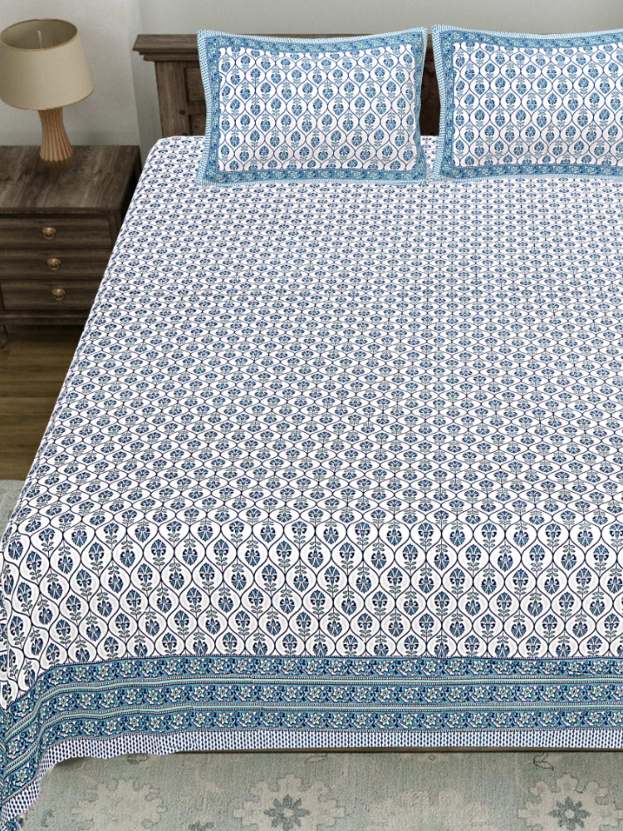 LIVING ROOTS PURE Cotton 1 SUPER King Size Bedsheet (8*8.6 Feet)  with 2 Pillow Cover (03-31-573-A)