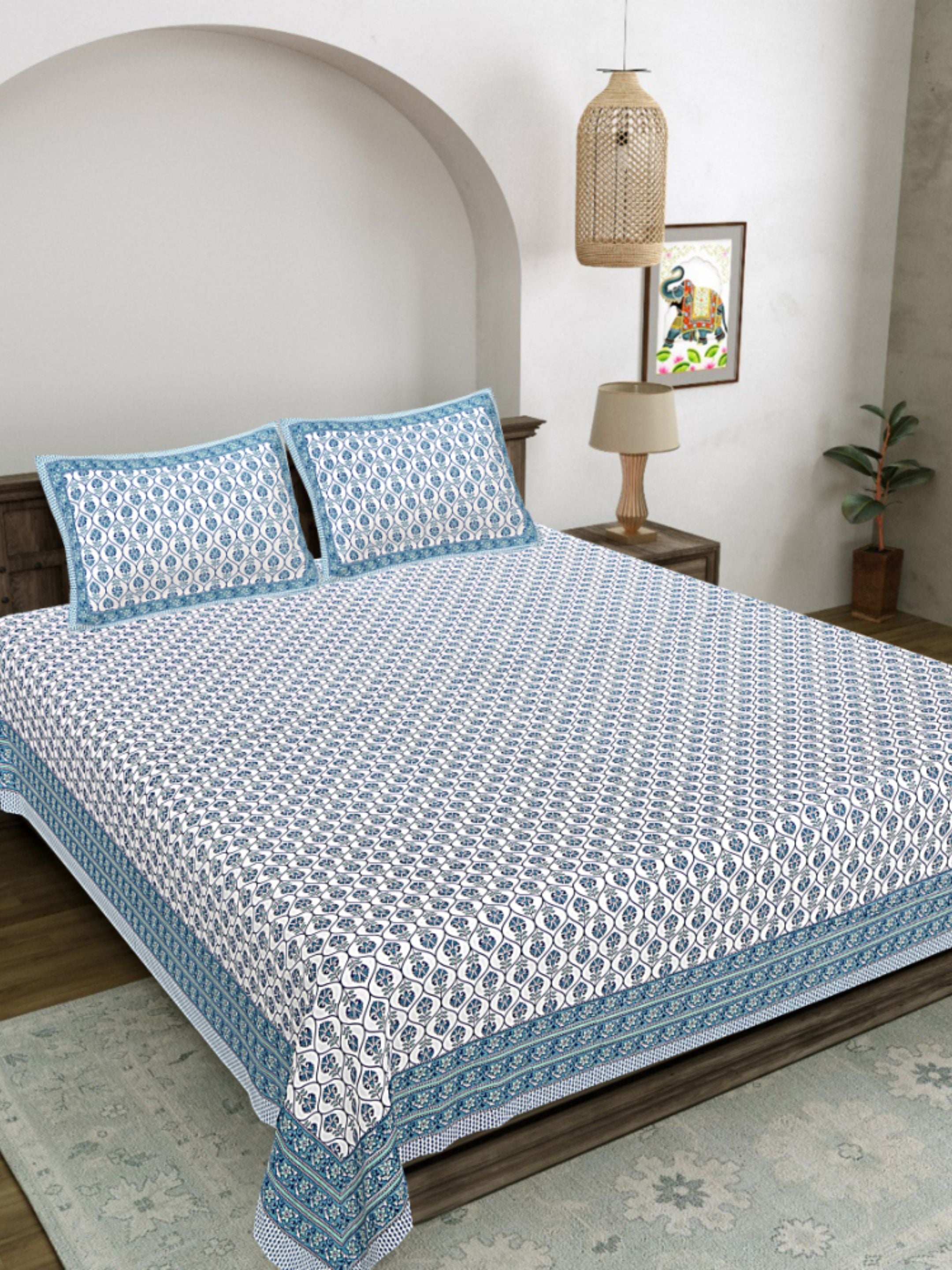 LIVING ROOTS PURE Cotton 1 SUPER King Size Bedsheet (8*8.6 Feet)  with 2 Pillow Cover (03-31-573-A)