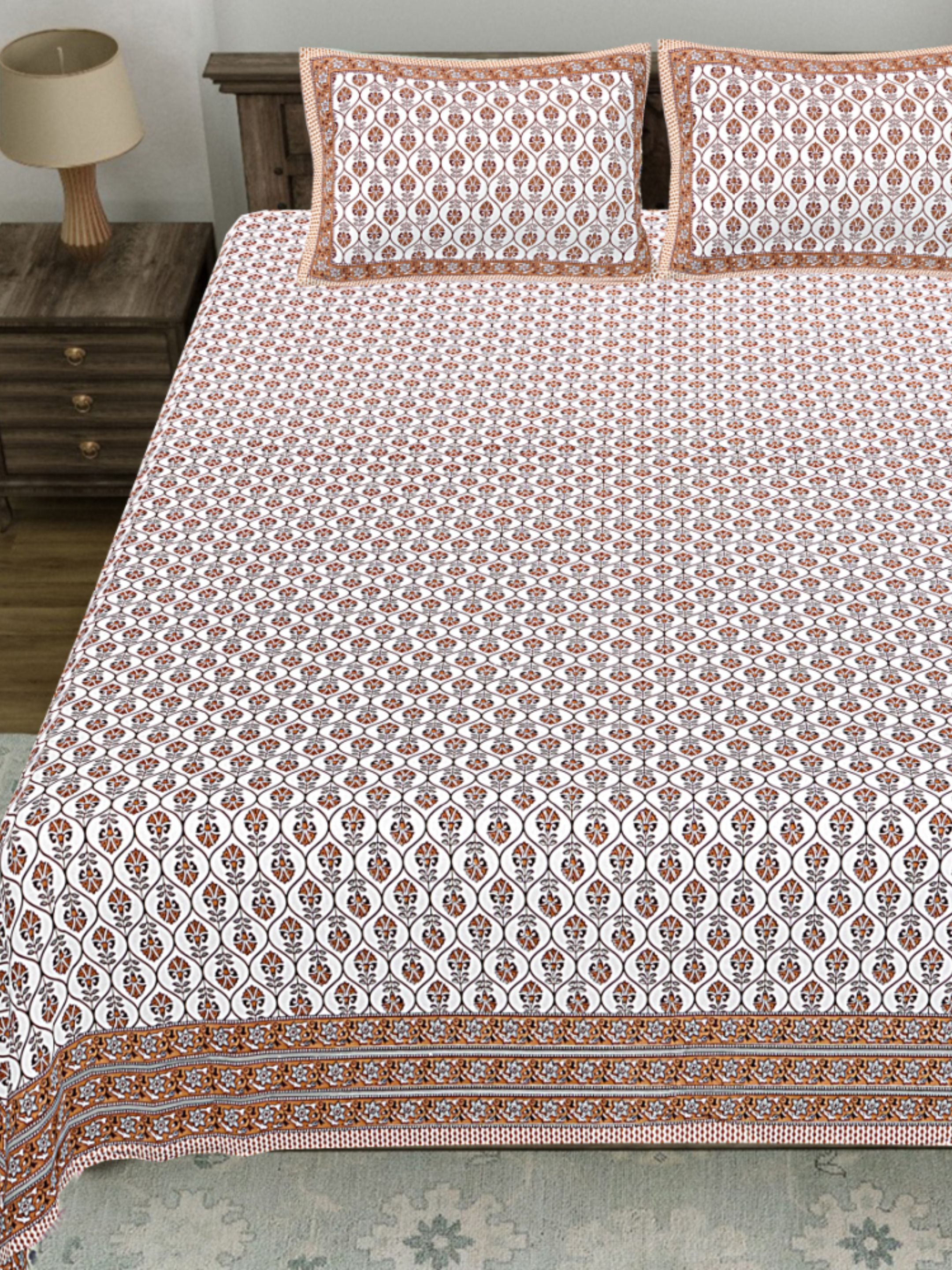 LIVING ROOTS PURE Cotton 1 SUPER King Size Bedsheet (8*8.6 Feet)  with 2 Pillow Cover (03-31-573-B)