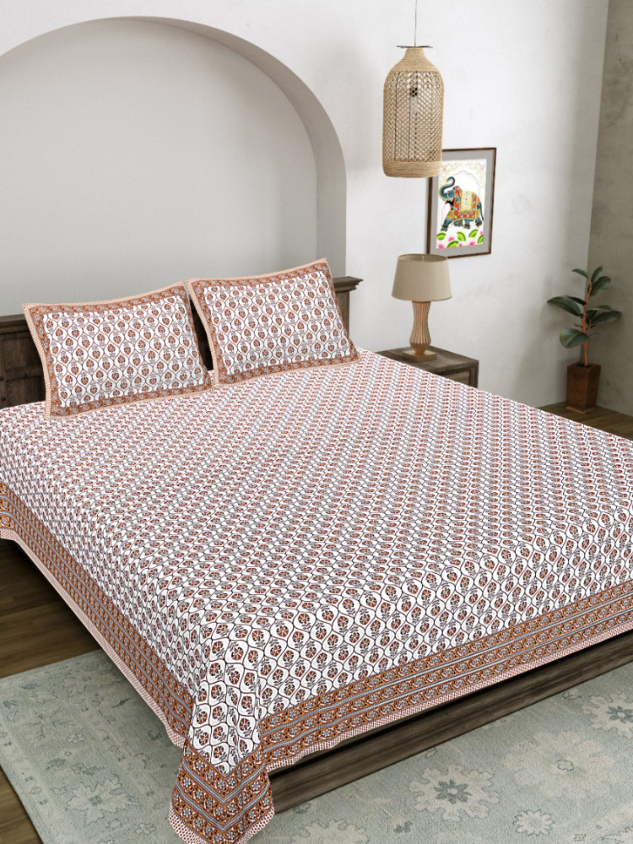 LIVING ROOTS PURE Cotton 1 SUPER King Size Bedsheet (8*8.6 Feet)  with 2 Pillow Cover (03-31-573-B)