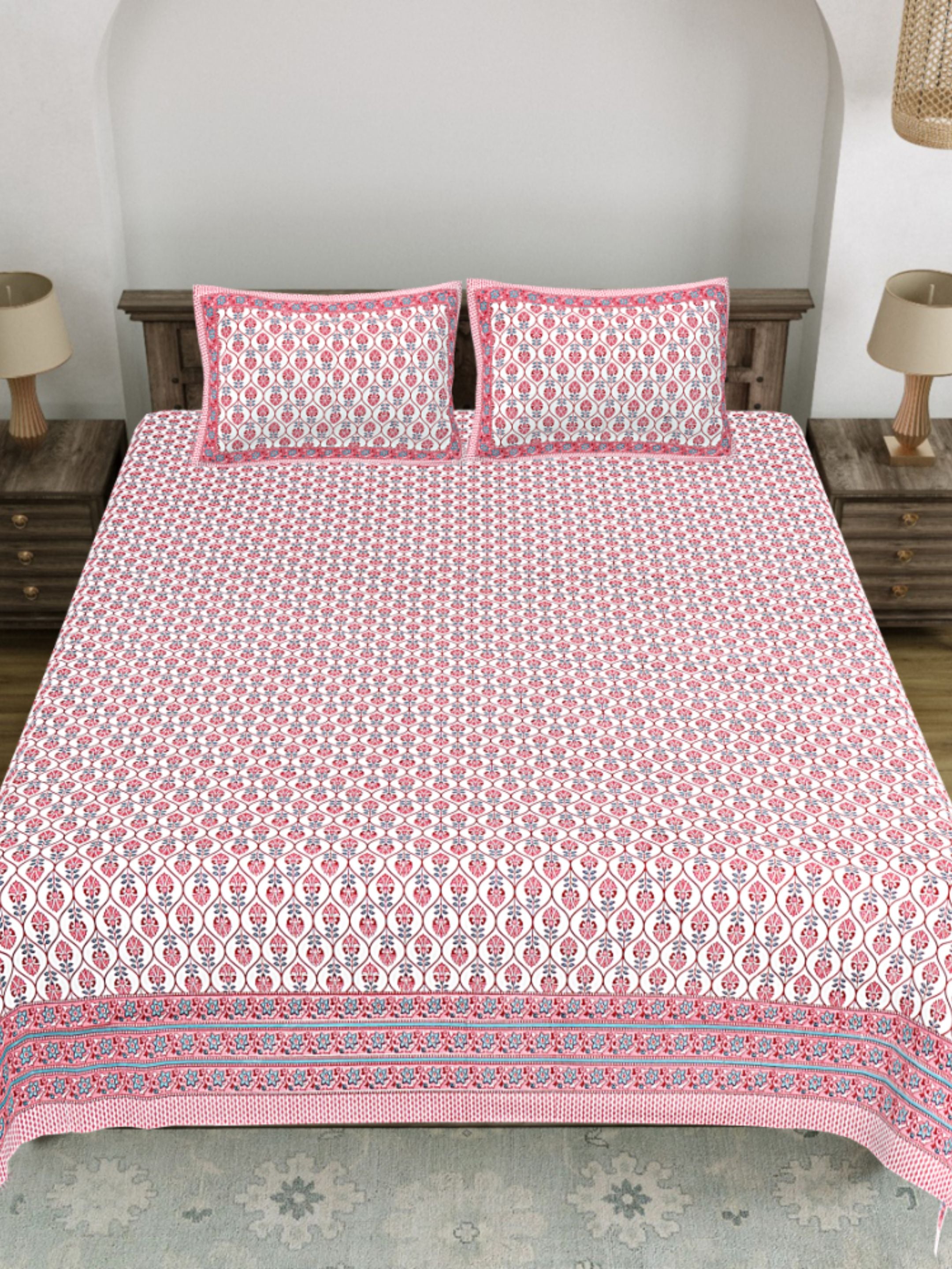 LIVING ROOTS PURE Cotton 1 SUPER King Size Bedsheet (8*8.6 Feet)  with 2 Pillow Cover (03-31-573-C)
